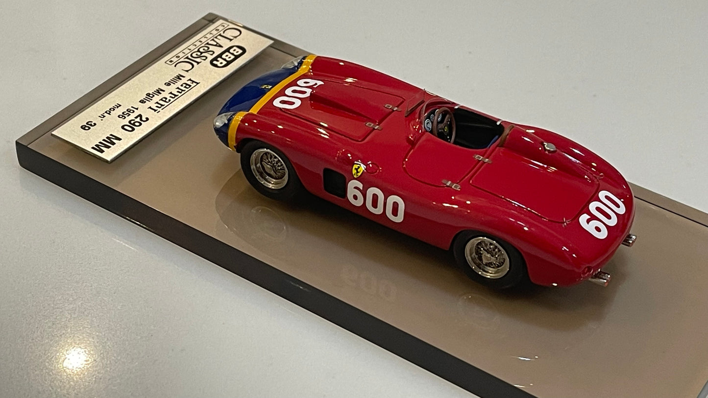 BBR 1/43 Ferrari 290 MM Spyder Scaglietti RHD 0626MM Mille Miglia 1956 Red No. 600 BC02