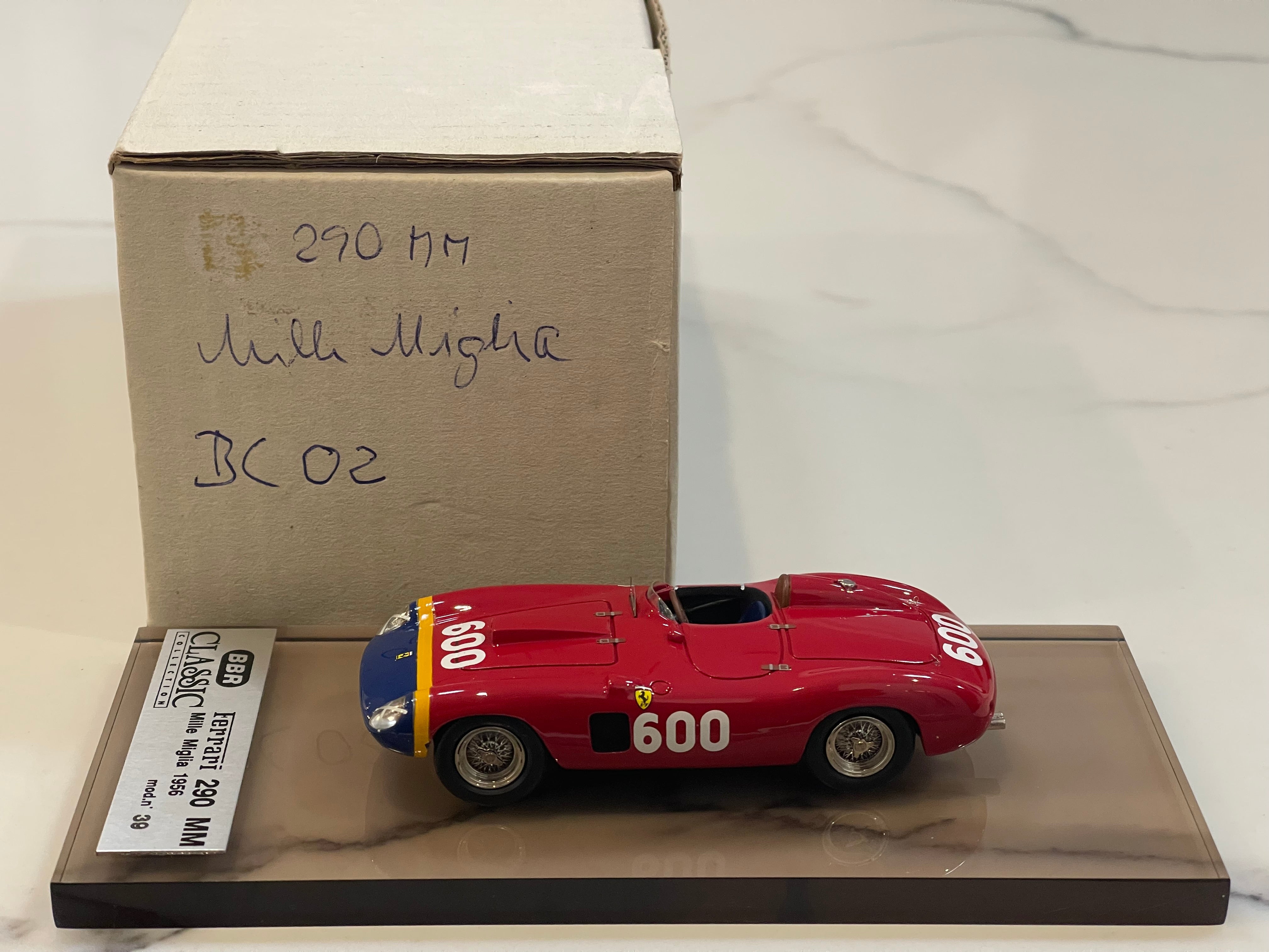 BBR 1/43 Ferrari 290 MM Spyder Scaglietti RHD 0626MM Mille Miglia 1956 Red No. 600 BC02