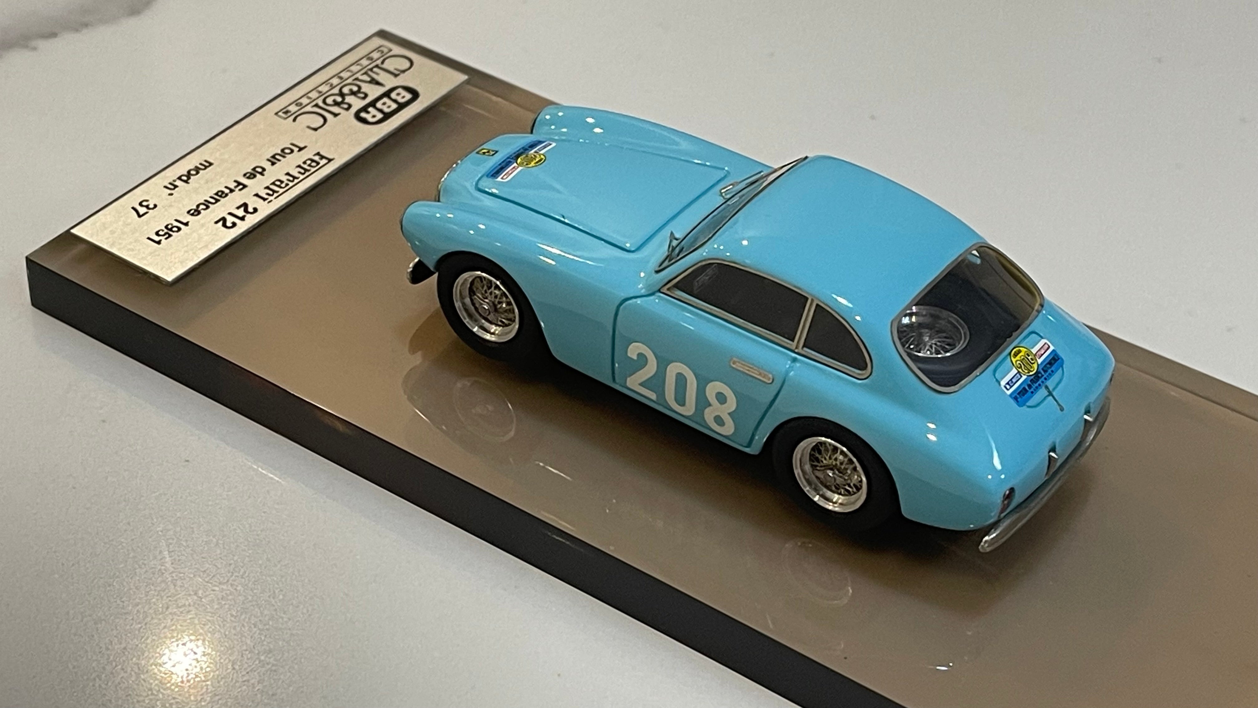 BBR 1/43 Ferrari 212 Export Coupe Vignale RHD 0096E Tour de France 1951 Light Blue No. 208 BC05