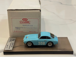 BBR 1/43 Ferrari 212 Export Coupe Vignale RHD 0096E Tour de France 1951 Light Blue No. 208 BC05