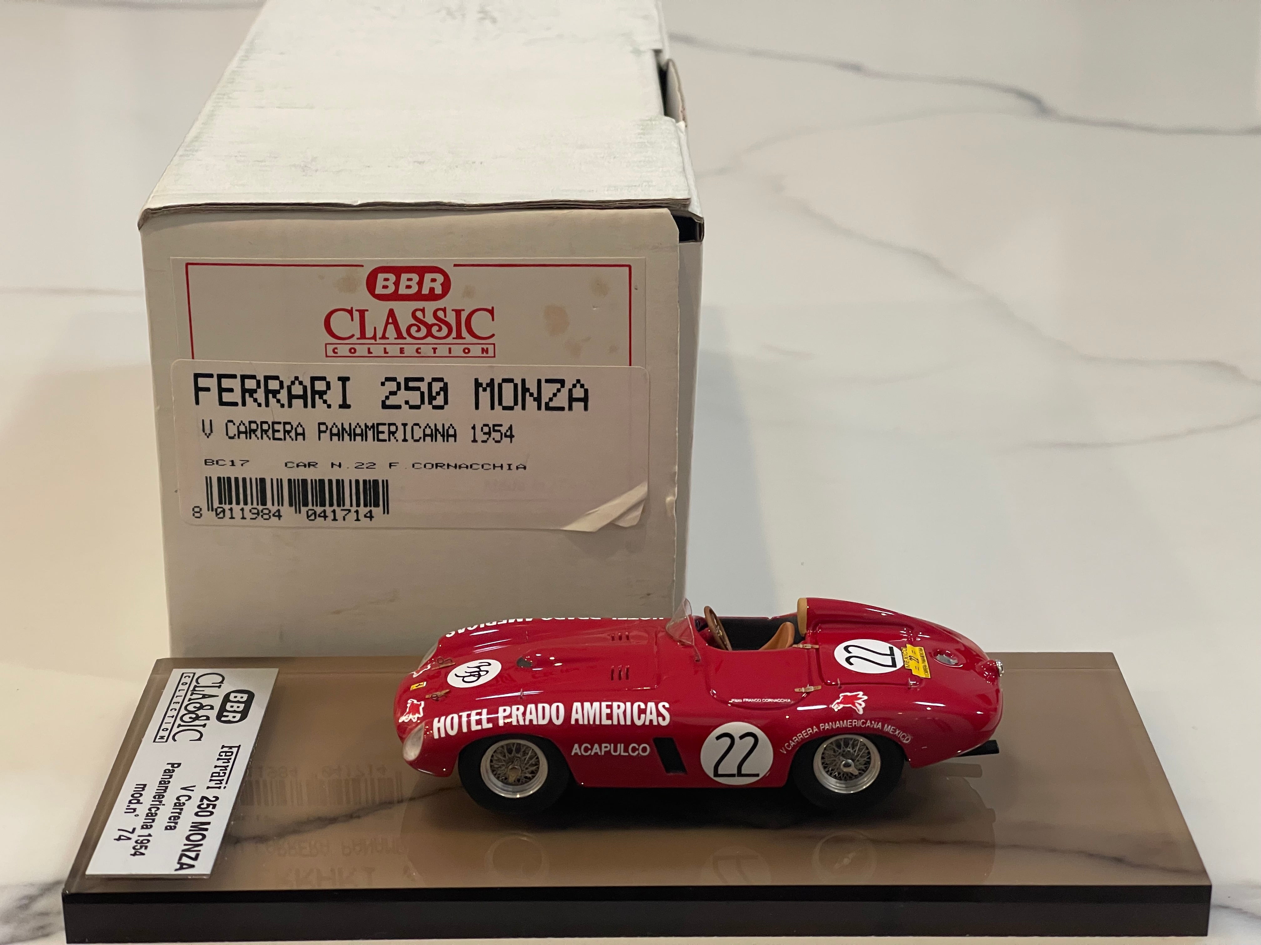 BBR 1/43 Ferrari 250 Monza Carrera V Panamericana 1954 Red No. 22 BC17