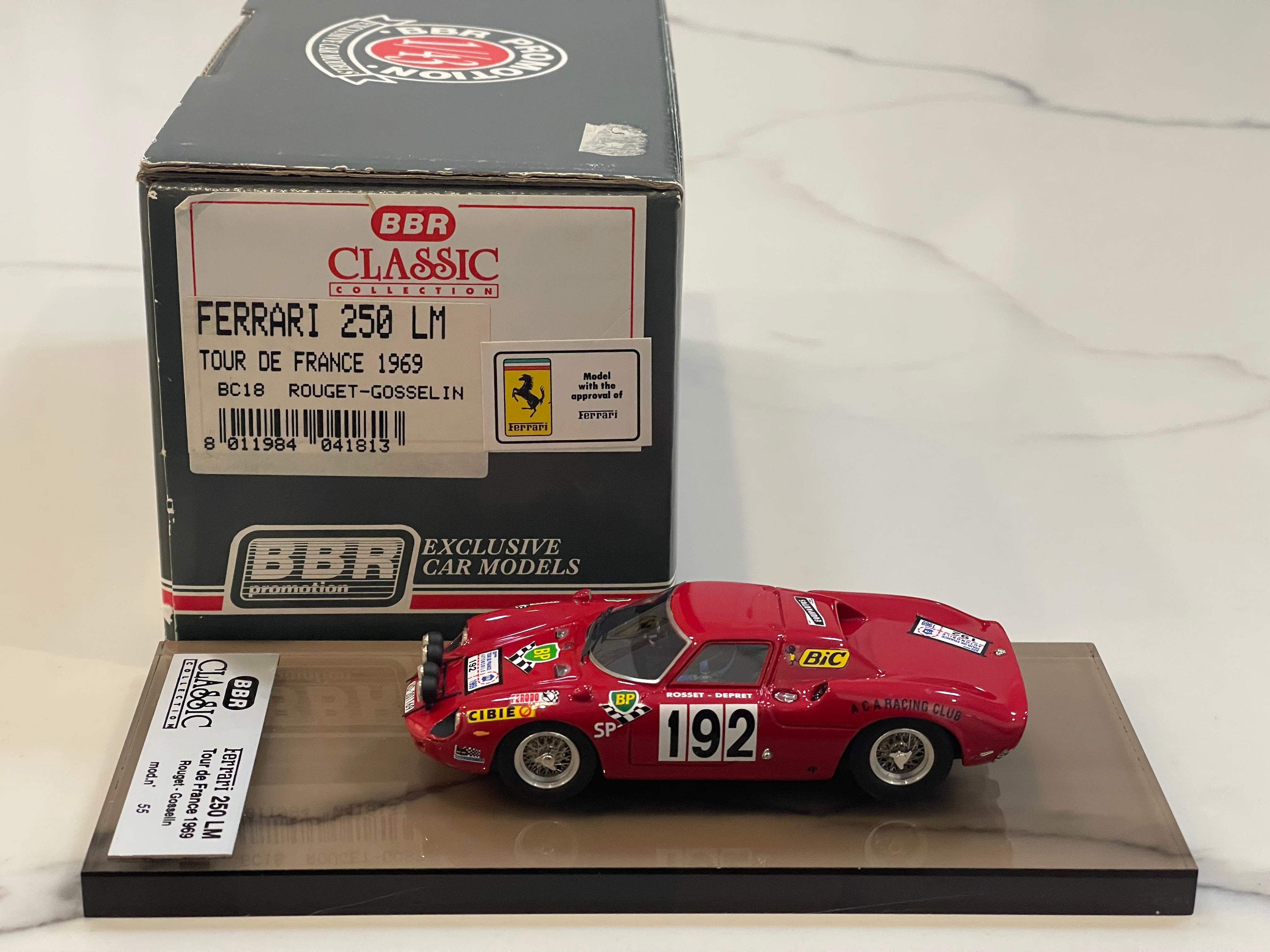 BBR 1/43 Ferrari 250 LM Tour De France 1969 Red No. 192 BC18