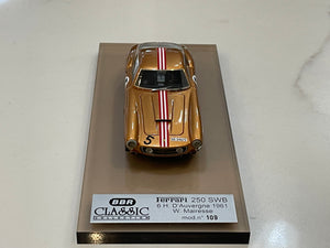 BBR 1/43 Ferrari 250 SWB 6 Hours D'Auvergne 1961 Gold No. 5 BC36