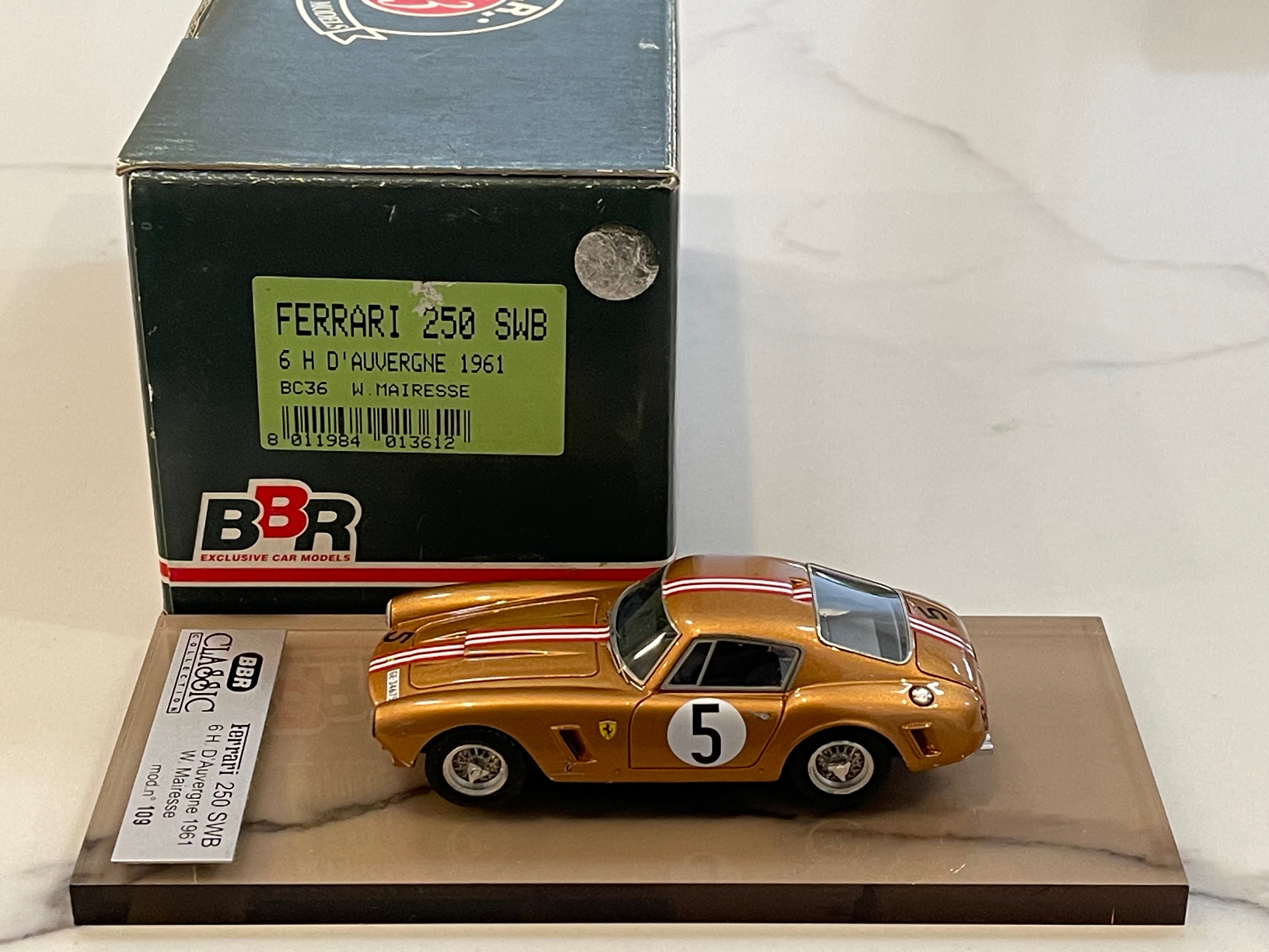 BBR 1/43 Ferrari 250 SWB 6 Hours D'Auvergne 1961 Gold No. 5 BC36