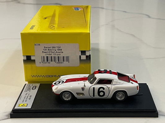 BBR 1/43 Ferrari 250 TDF 12H Sebring 1959 White No. 16 BC56