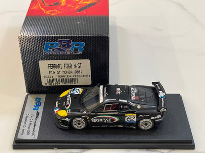 BBR 1/43 Ferrari F360 N/GT GT Monza 2001 Black No. 62 BG221