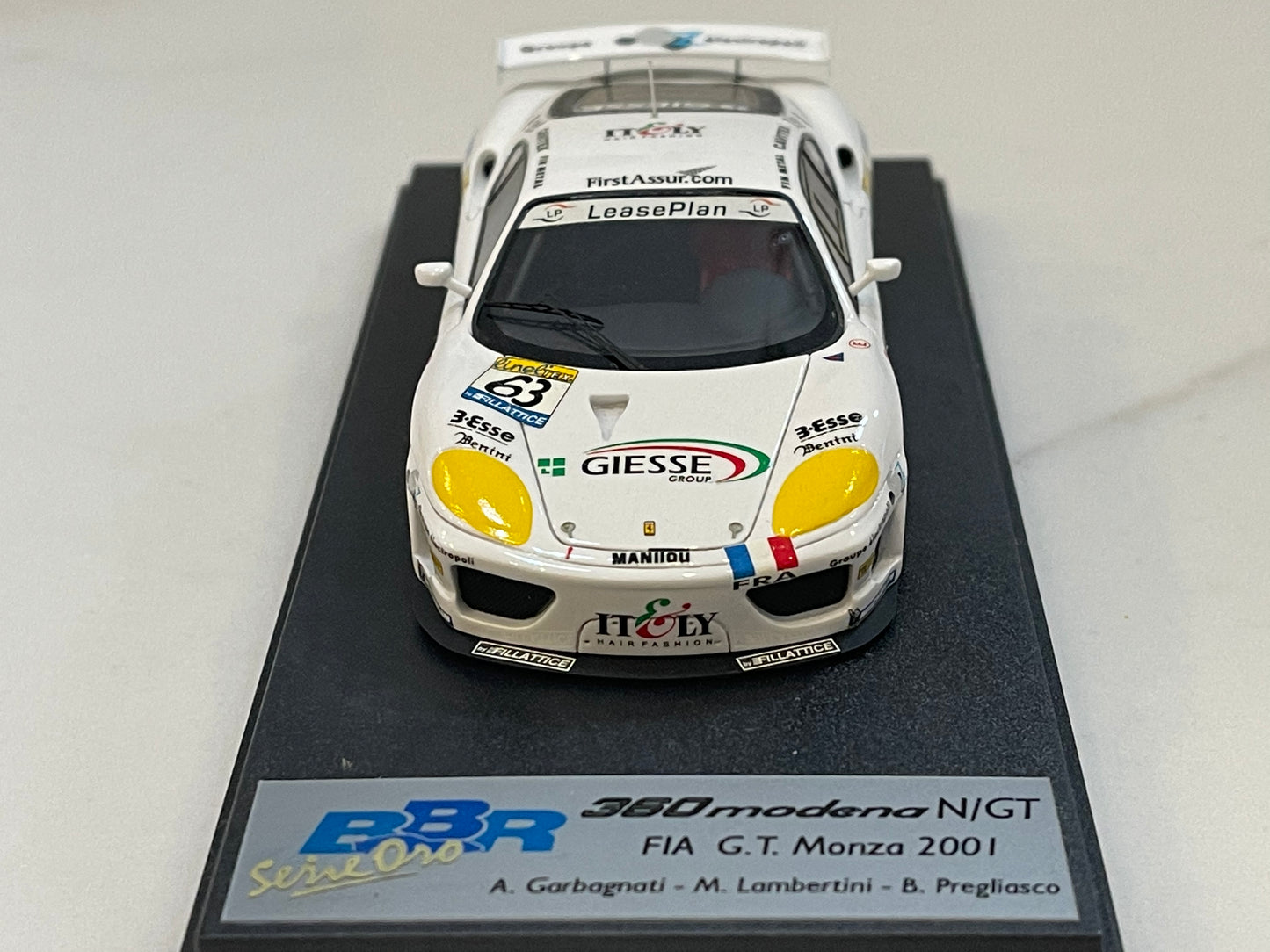 BBR 1/43 Ferrari F360 N/GT GT Monza 2001 White No. 63 BG222