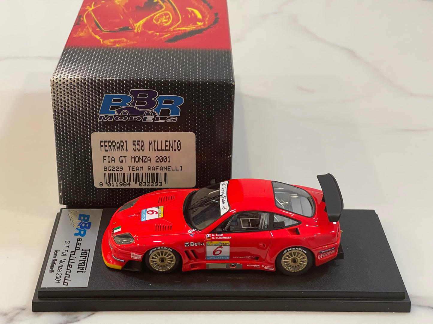 BBR 1/43 Ferrari 550 Millennium GT Monza 2001 Red No. 6 BG229