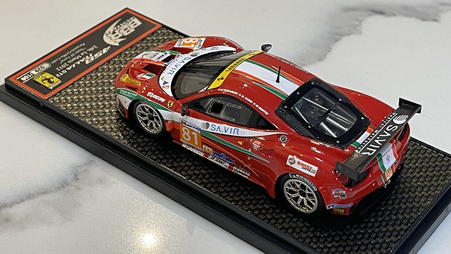 BBR 1/43 Ferrari 458 Italia GT2 GTE Am 24 Hours Le Mans 2012 Red No. 81 BBRC100