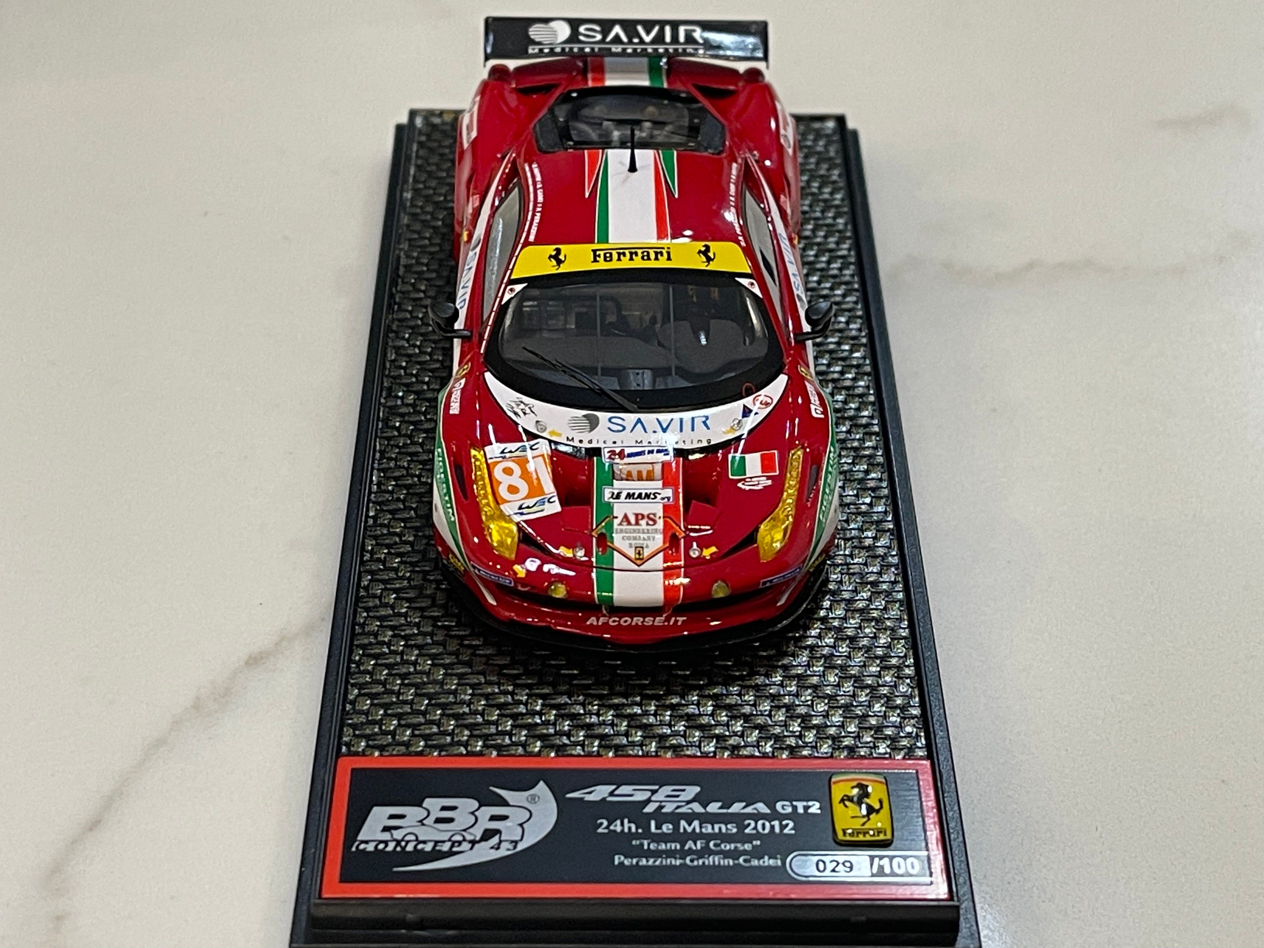 BBR 1/43 Ferrari 458 Italia GT2 GTE Am 24 Hours Le Mans 2012 Red No. 81 BBRC100