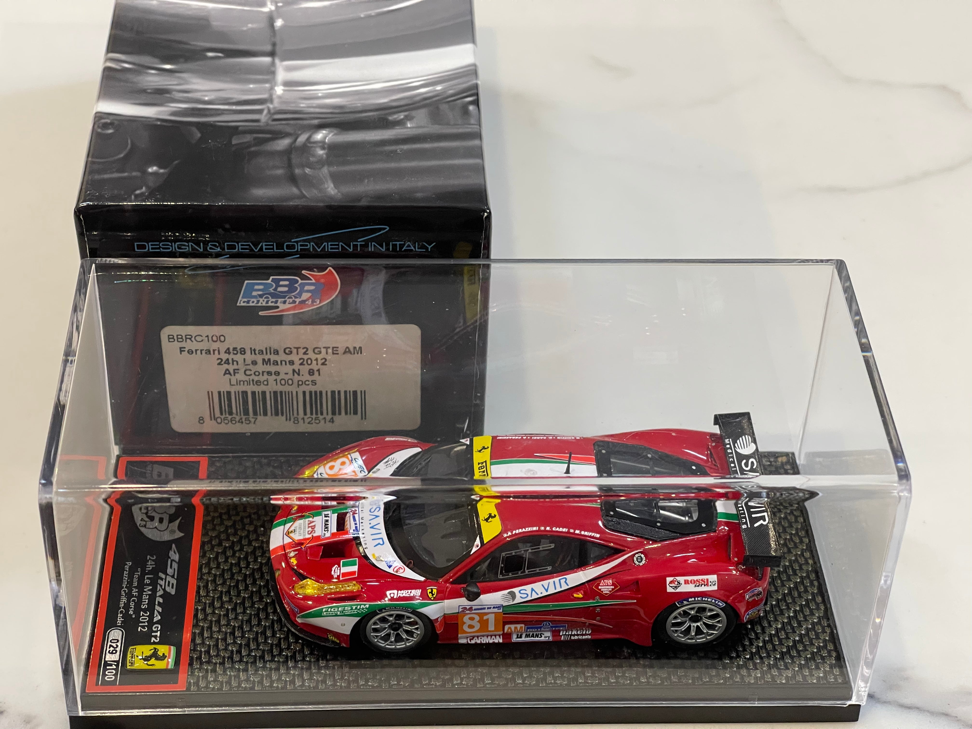 BBR 1/43 Ferrari 458 Italia GT2 GTE Am 24 Hours Le Mans 2012 Red No. 81 BBRC100