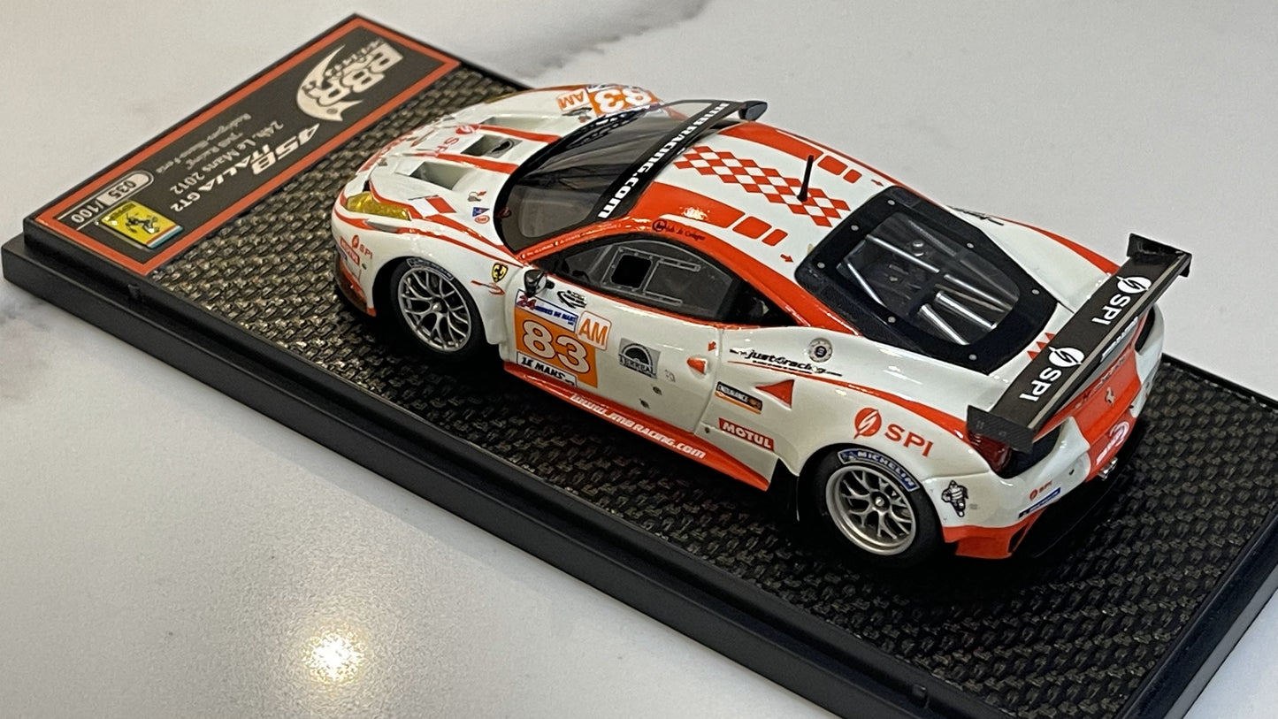 BBR 1/43 Ferrari 458 Italia GT2 GTE Am 24 Hours Le Mans 2012 White No. 83 BBRC101