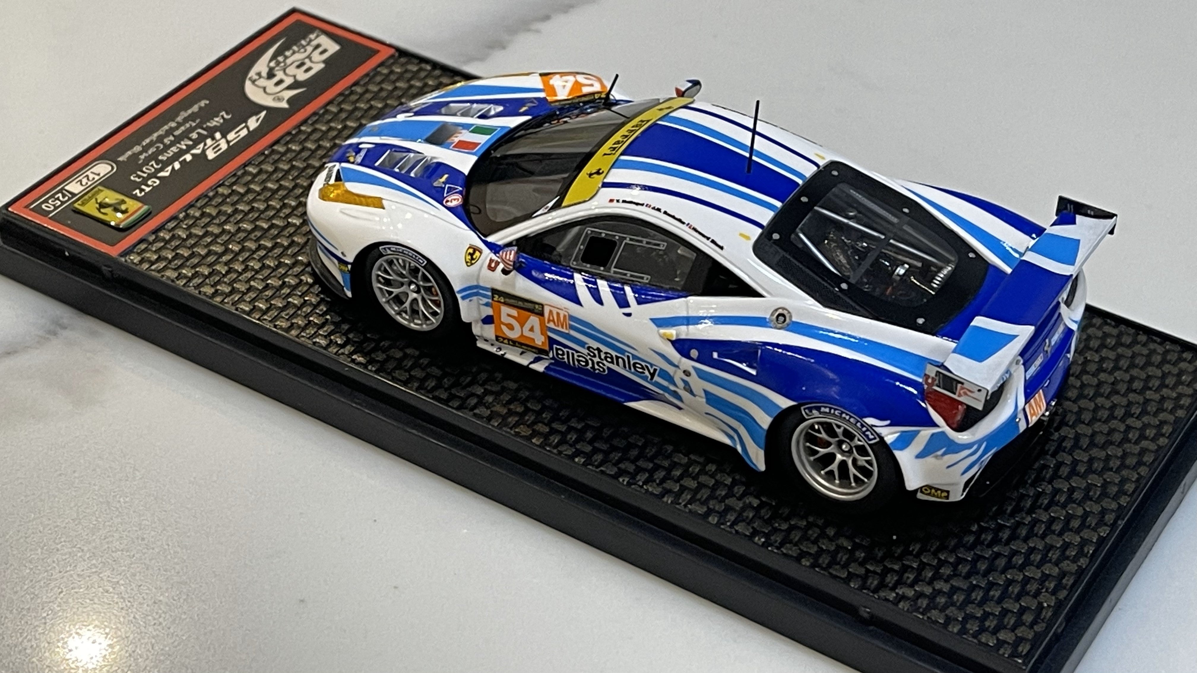 BBR 1/43 Ferrari 458 Italia LM GTE Am 24 Hours Le Mans 2013 White/Blue No. 54 BBRC123