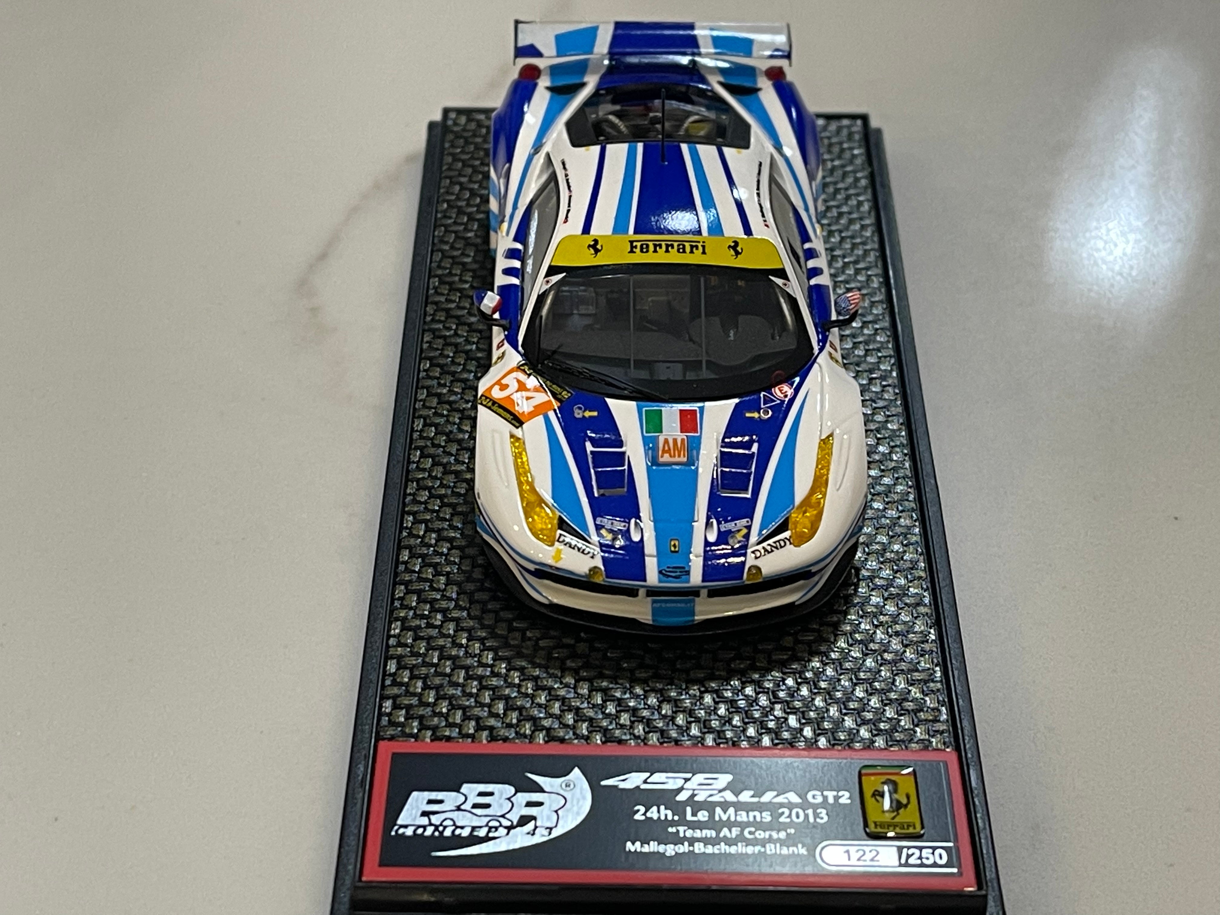 BBR 1/43 Ferrari 458 Italia LM GTE Am 24 Hours Le Mans 2013 White/Blue No. 54 BBRC123