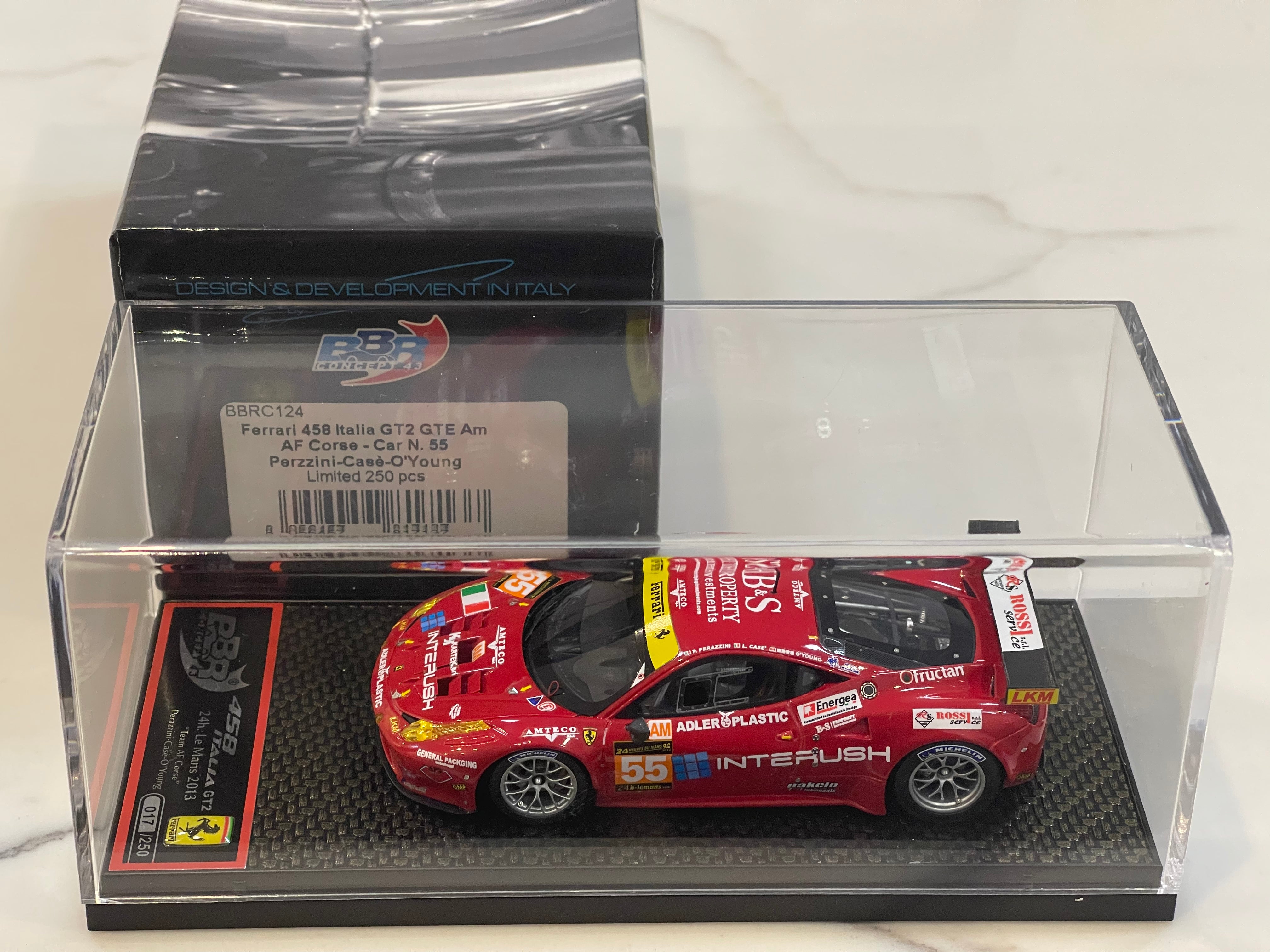 BBR 1/43 Ferrari 458 Italia GT2 GTE Am 24 Hours Le Mans 2013 Red No. 55 BBRC124