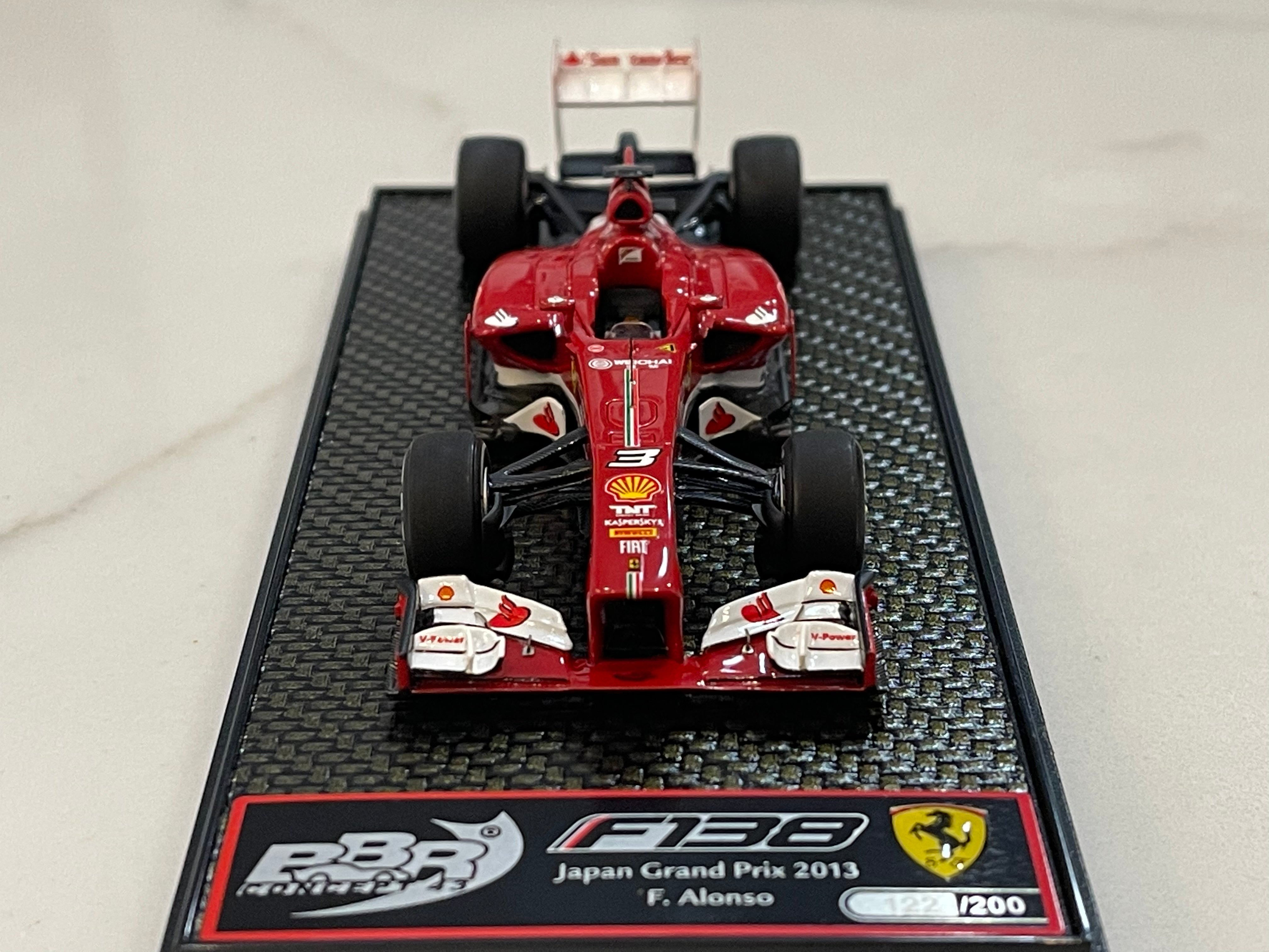 BBR 1/43 Ferrari F138 GP Japan 2013 F. Alonso F1 Red No. 3 BBRC134