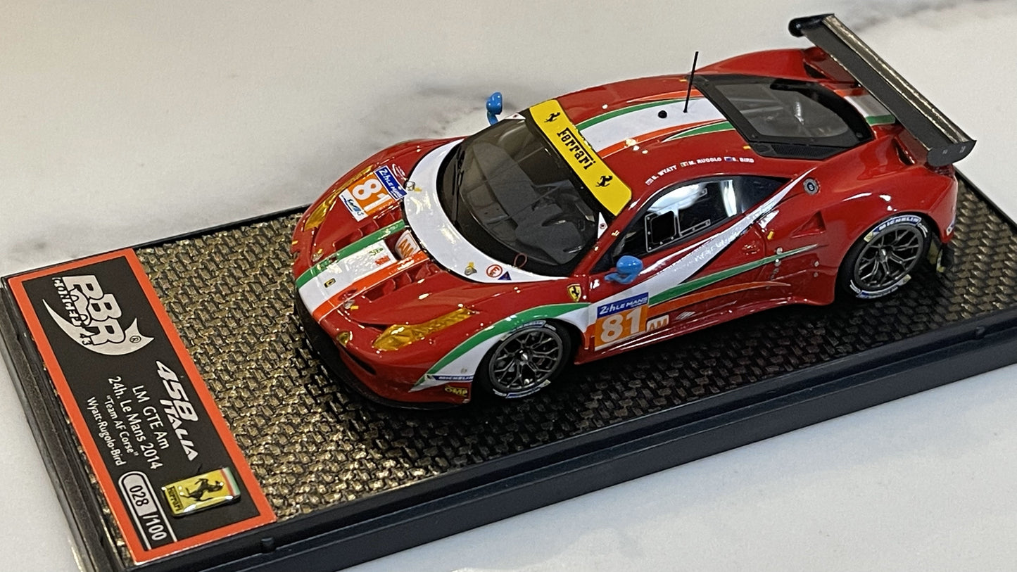 BBR 1/43 Ferrari 458 Italia LM GTE Pro 24 Hours Le Mans 2014 Red No. 81 BBRC149