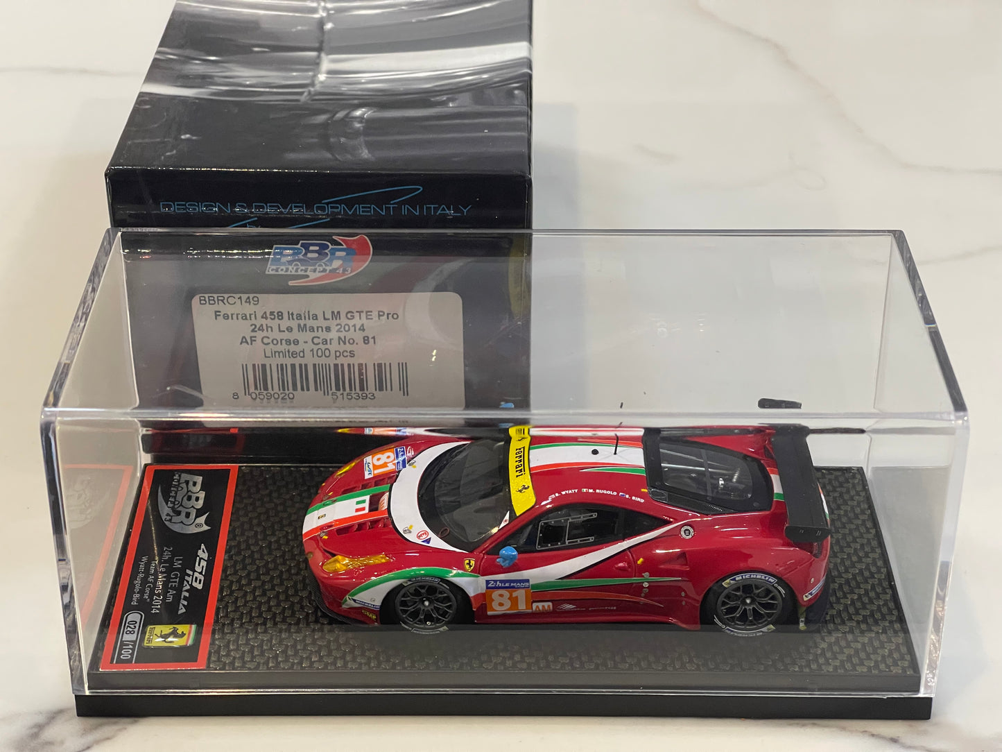 BBR 1/43 Ferrari 458 Italia LM GTE Pro 24 Hours Le Mans 2014 Red No. 81 BBRC149