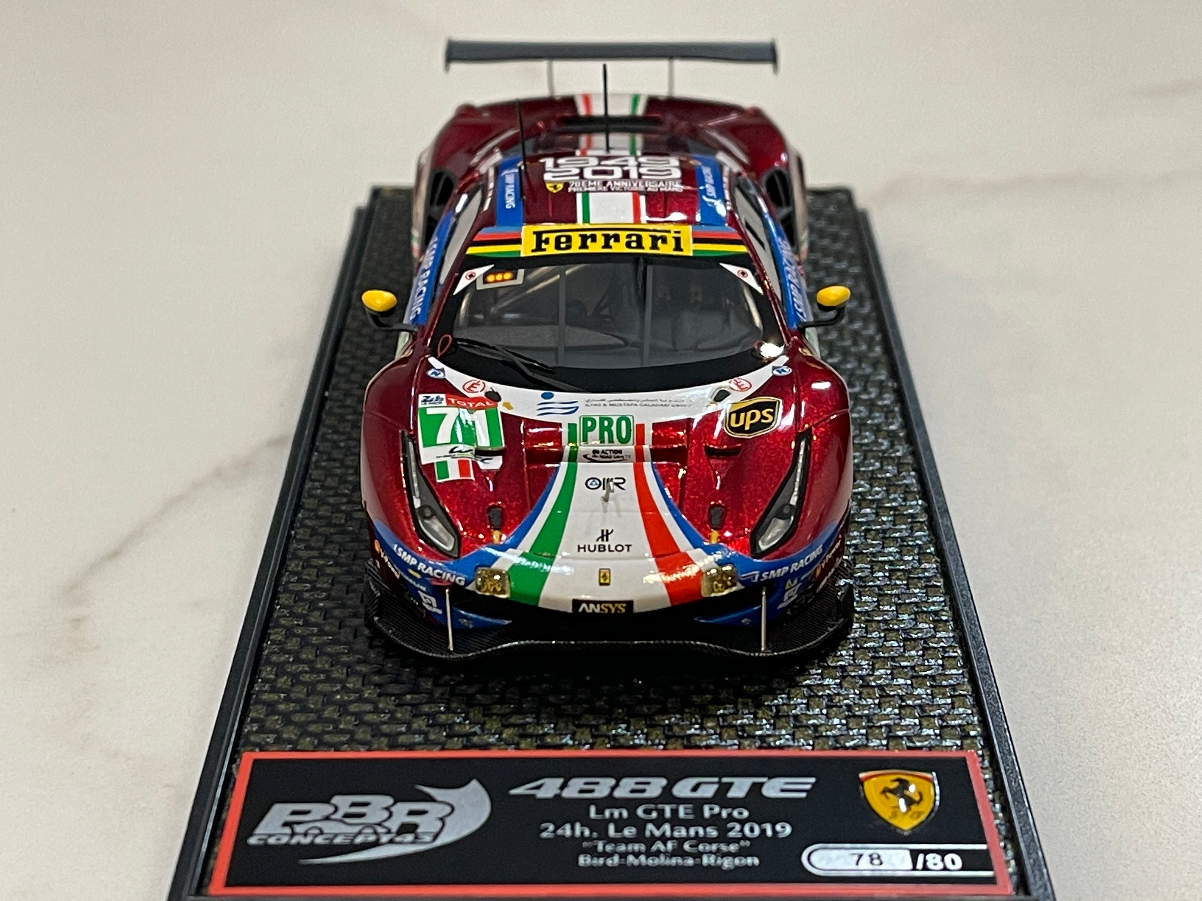BBR 1/43 Ferrari 488 GTE Pro 24 Hours Le Mans 2019 Red No. 71 BBRC230B