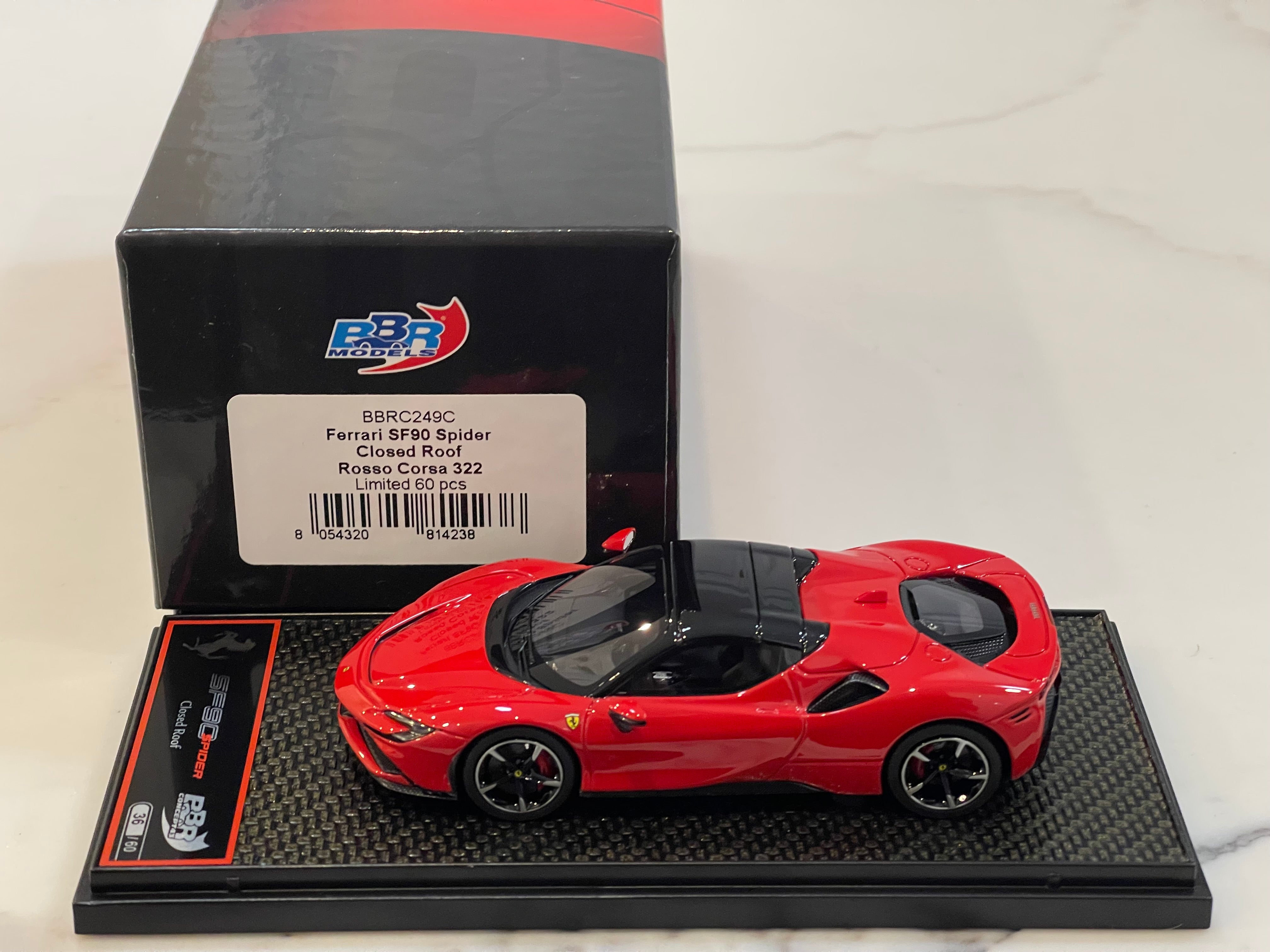 BBR 1/43 Ferrari SF90 Spider Closed Roof 2020 Rosso Corsa BBRC249C