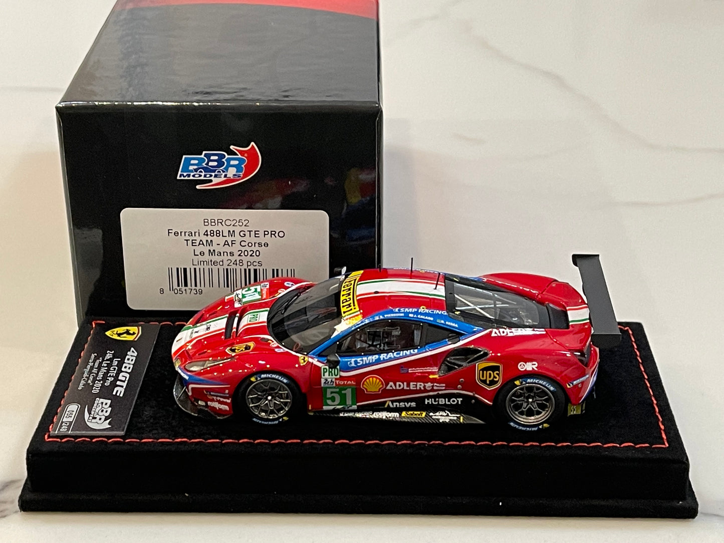 BBR 1/43 Ferrari 488 GTE Pro 24 Hours Le Mans 2020 Red No. 51 BBRC252