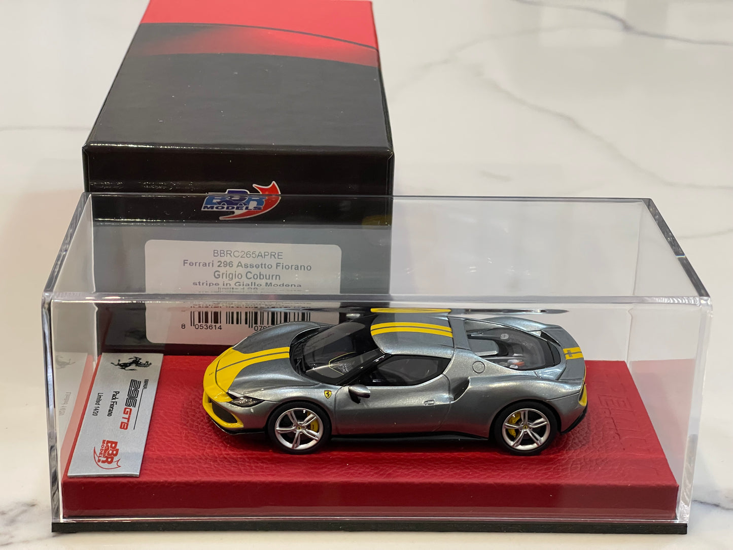 BBR 1/43 Ferrari 296 GTB Assetto Fiorano 2021 Grigio Coburn BBRC265APRE