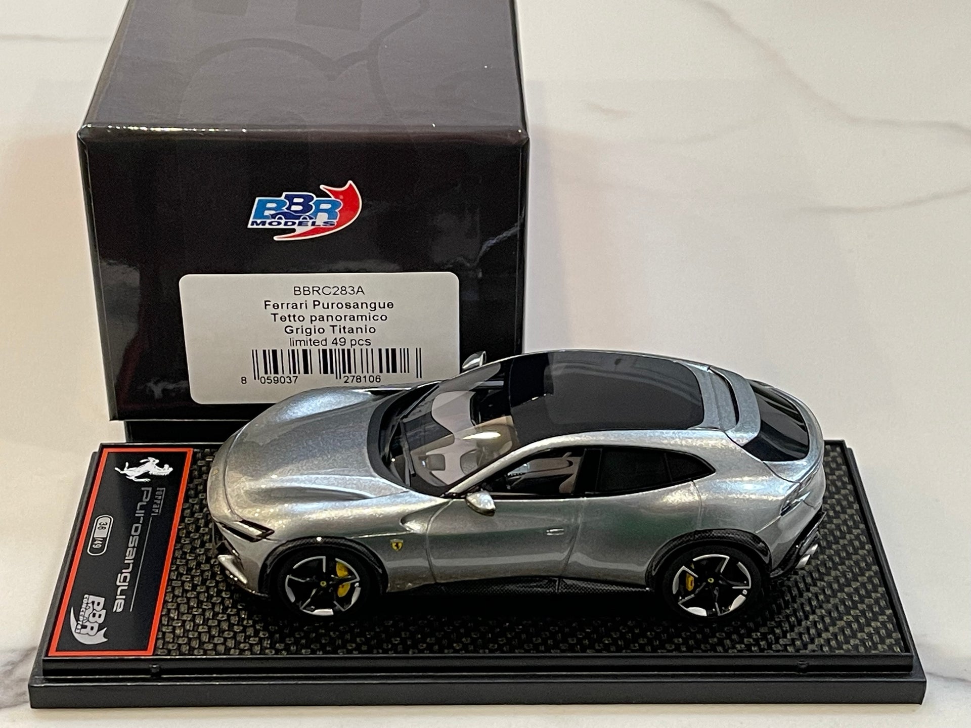 Miniature BBR 1/43 Ferrari Purosangue 2022 Gris Titanium - Édition Limitée BBRC283A
