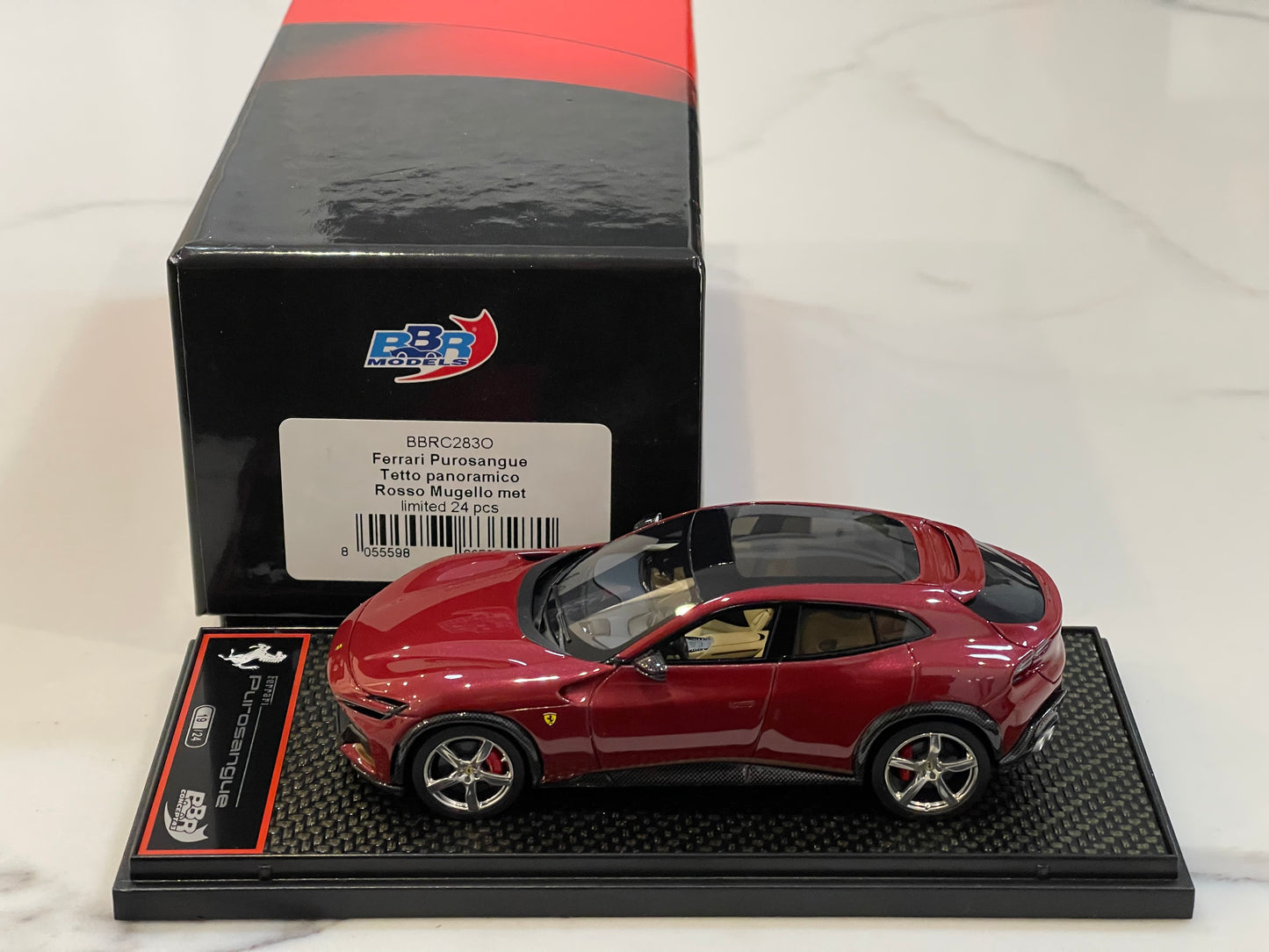 BBR 1/43 Ferrari Purosangue 2024 Panoramic Roof Rosso Mugello Met. BBRC283O