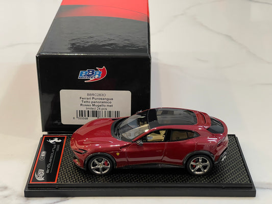 BBR 1/43 Ferrari Purosangue 2024 Panoramic Roof Rosso Mugello Met. BBRC283O