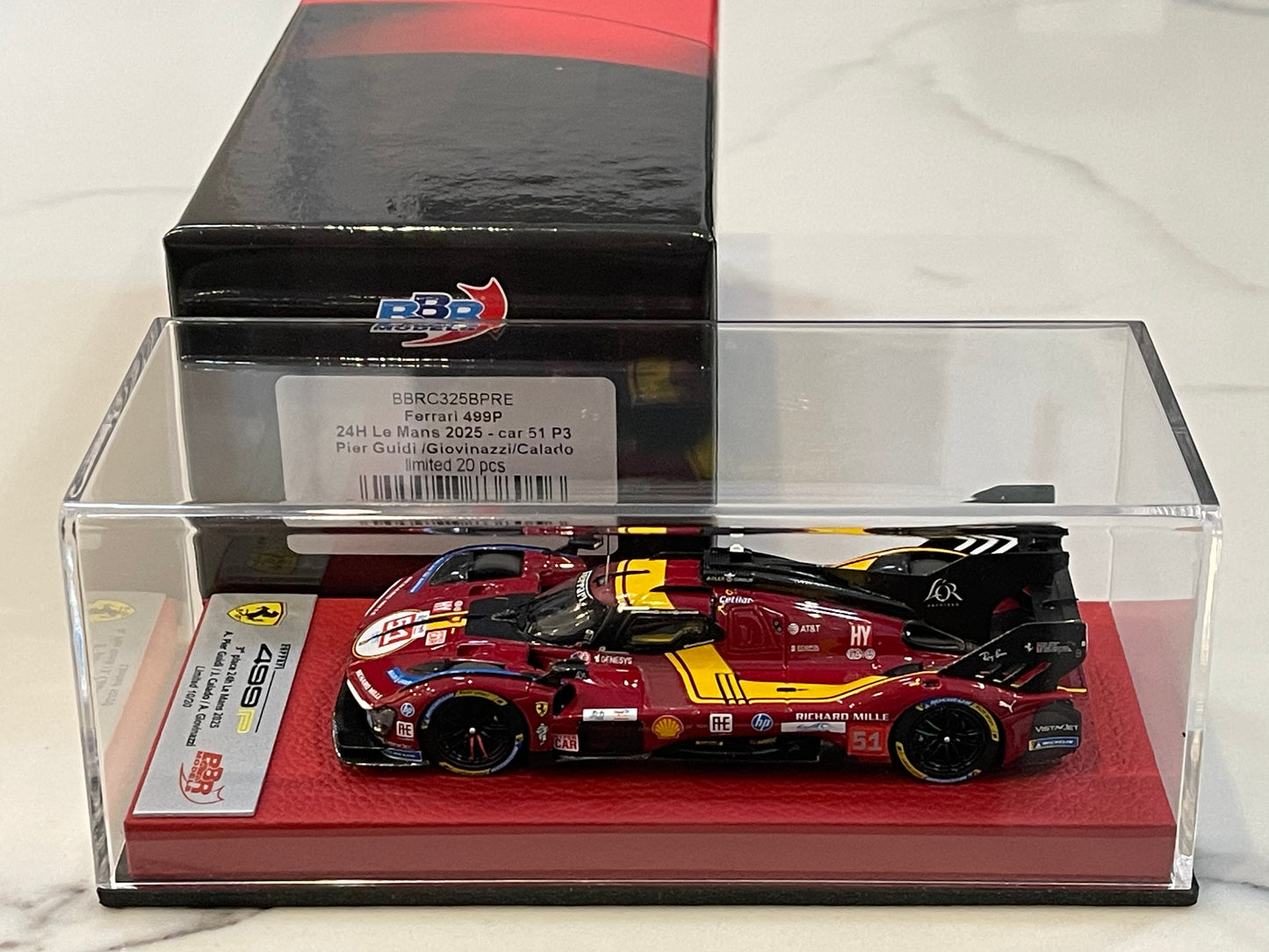 BBR 1/43 Ferrari 499P 24HR Le Mans 2025 Dark Red No. 51 BBRC325BPRE