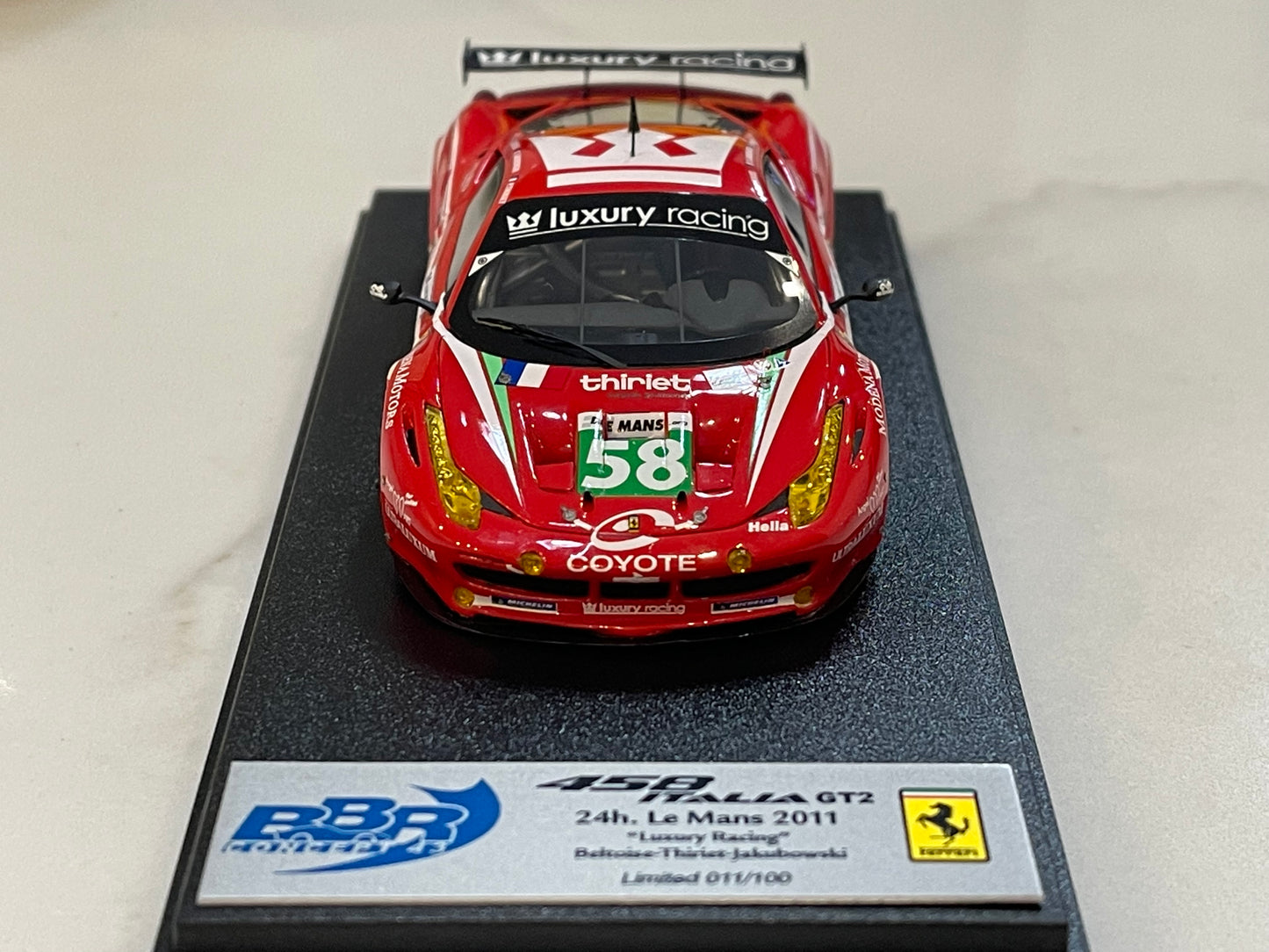 BBR 1/43 Ferrari 458 Italia GT2 24 Hours Le Mans 2011 Red No. 58 BBRC62