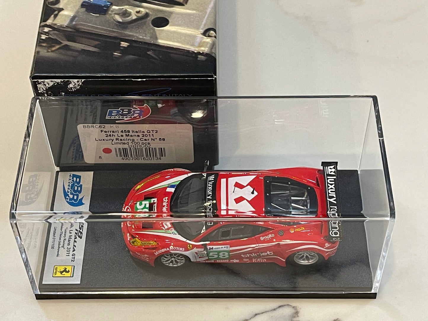 BBR 1/43 Ferrari 458 Italia GT2 24 Hours Le Mans 2011 Red No. 58 BBRC62