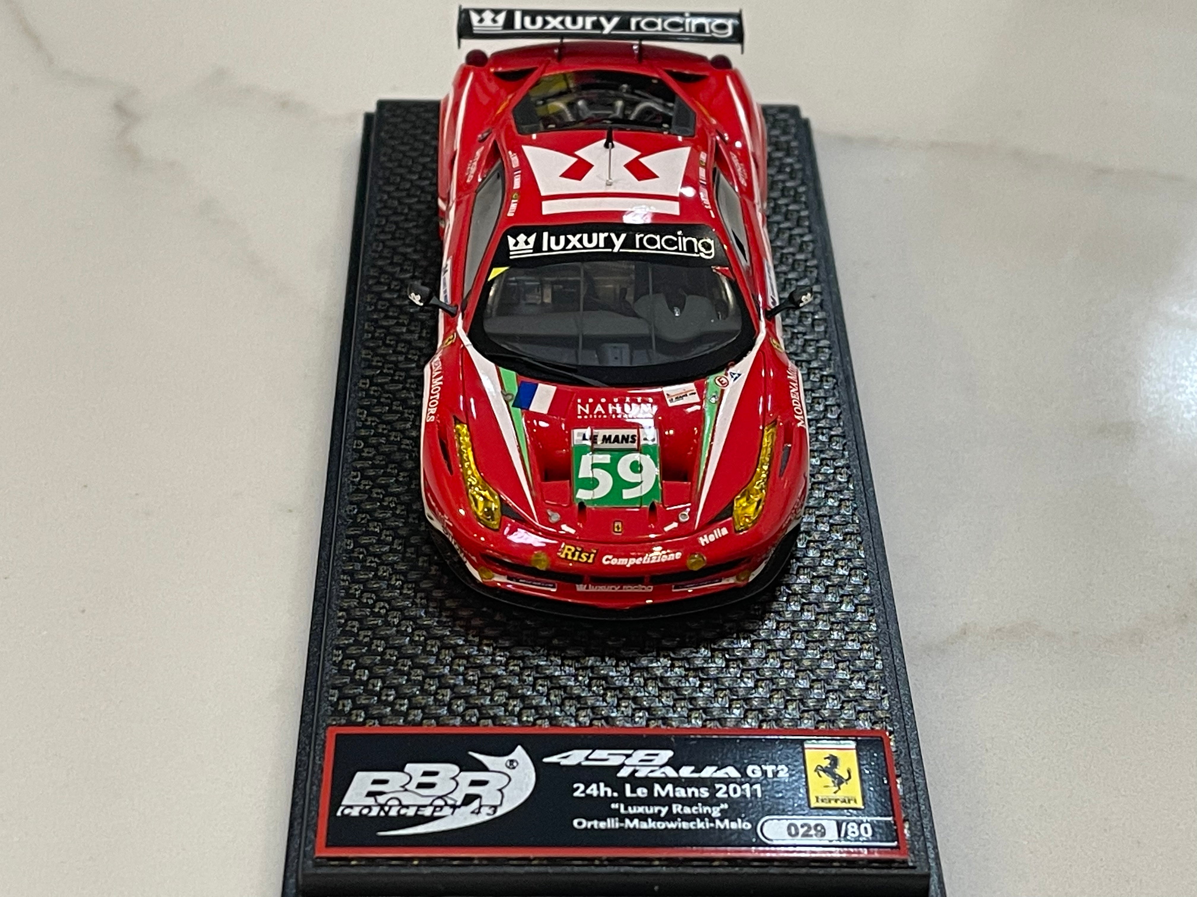 BBR 1/43 Ferrari 458 Italia GT2 24 Hours Le Mans 2011 Red No. 59 