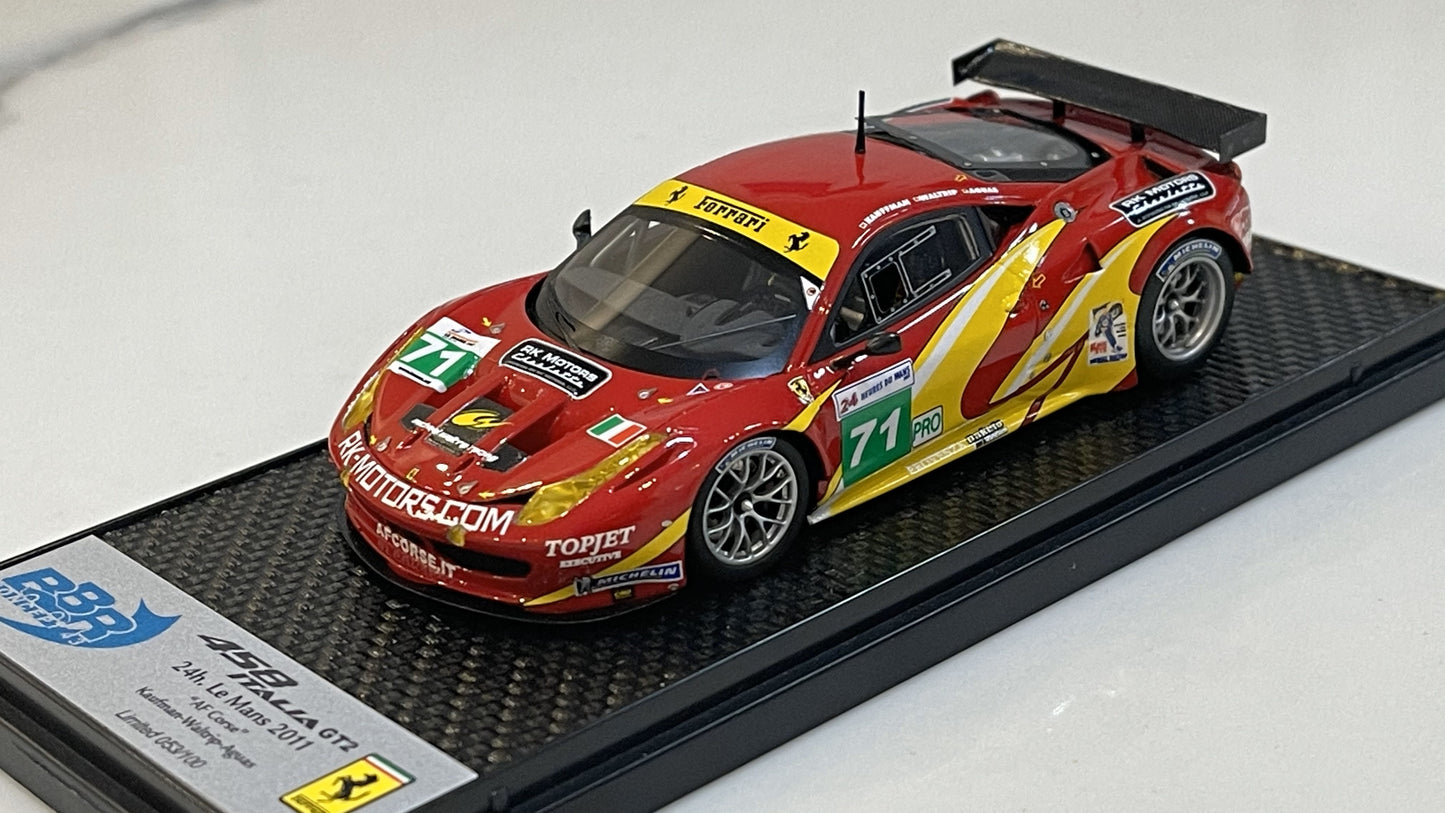 BBR 1/43 Ferrari 458 Italia GT2 24 Hours Le Mans 2011 Red No. 71 BBRC65