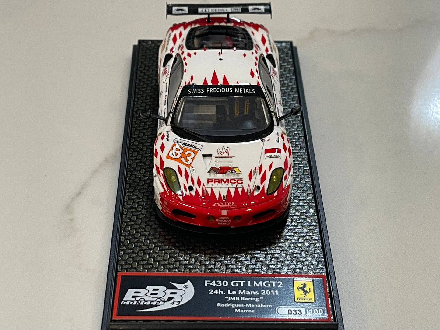 BBR 1/43 Ferrari 430 GT2 24 Hours Le Mans 2011 White No. 83 BBRC67