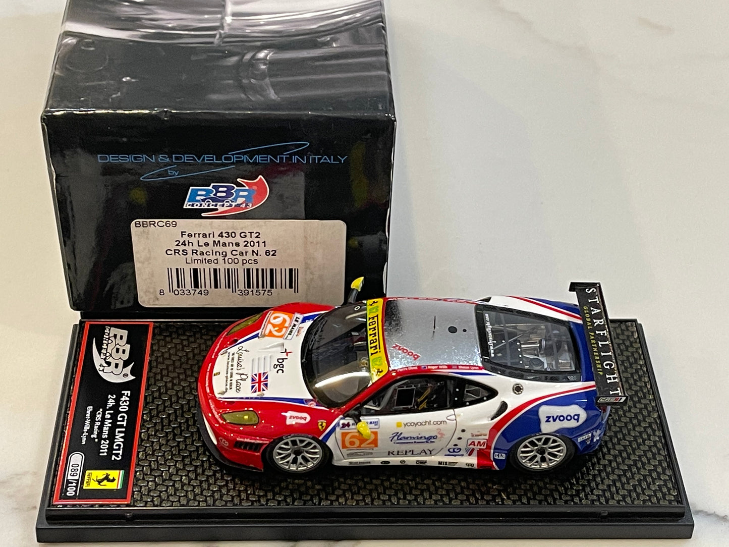 BBR 1/43 Ferrari 430 GT2 24 Hours Le Mans 2011 White No. 62 BBRC69