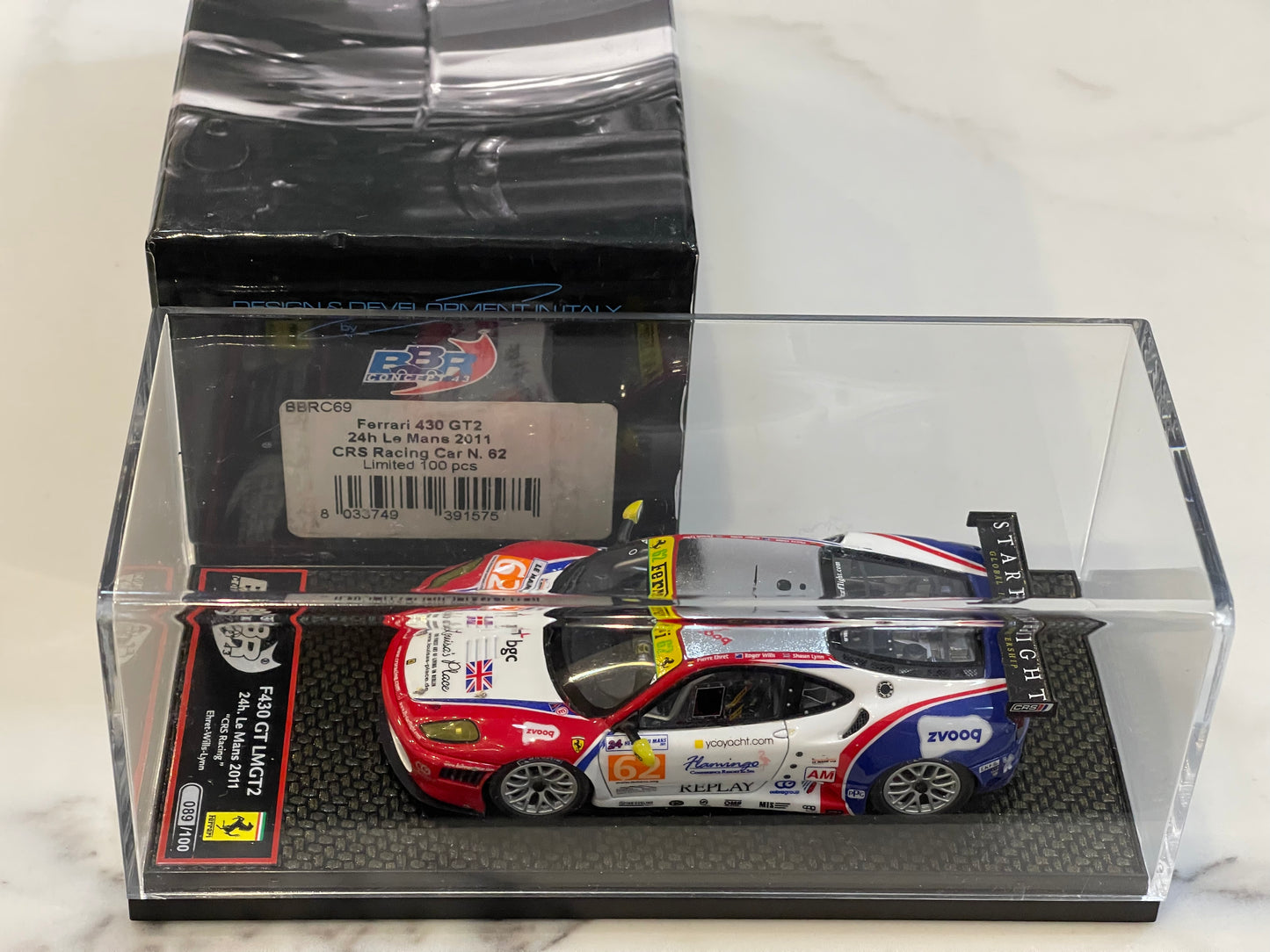 BBR 1/43 Ferrari 430 GT2 24 Hours Le Mans 2011 White No. 62 BBRC69
