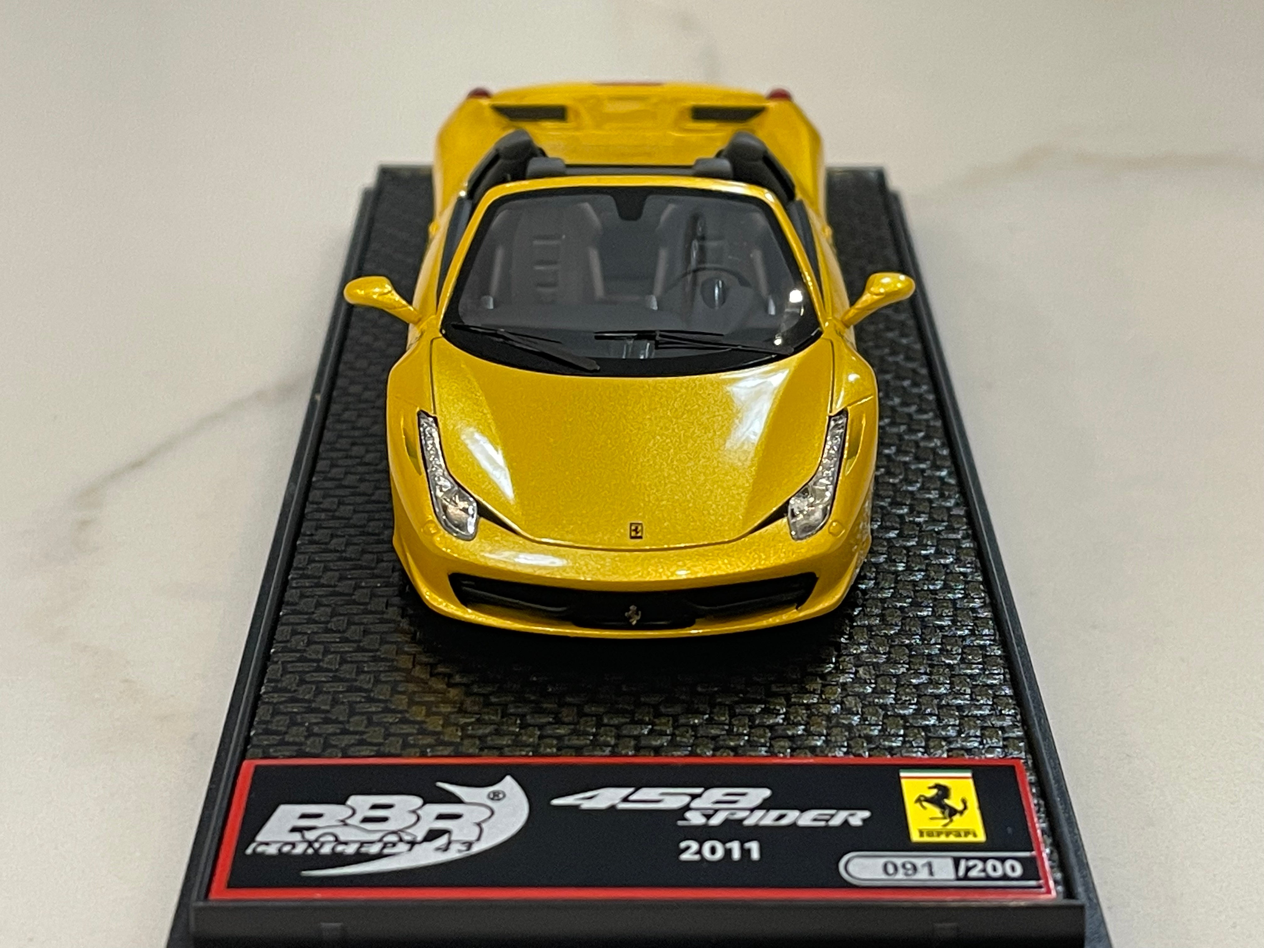 BBR 1/43 Ferrari 458 Italia Spider 2011 Giallo Tristrato BBRC70B