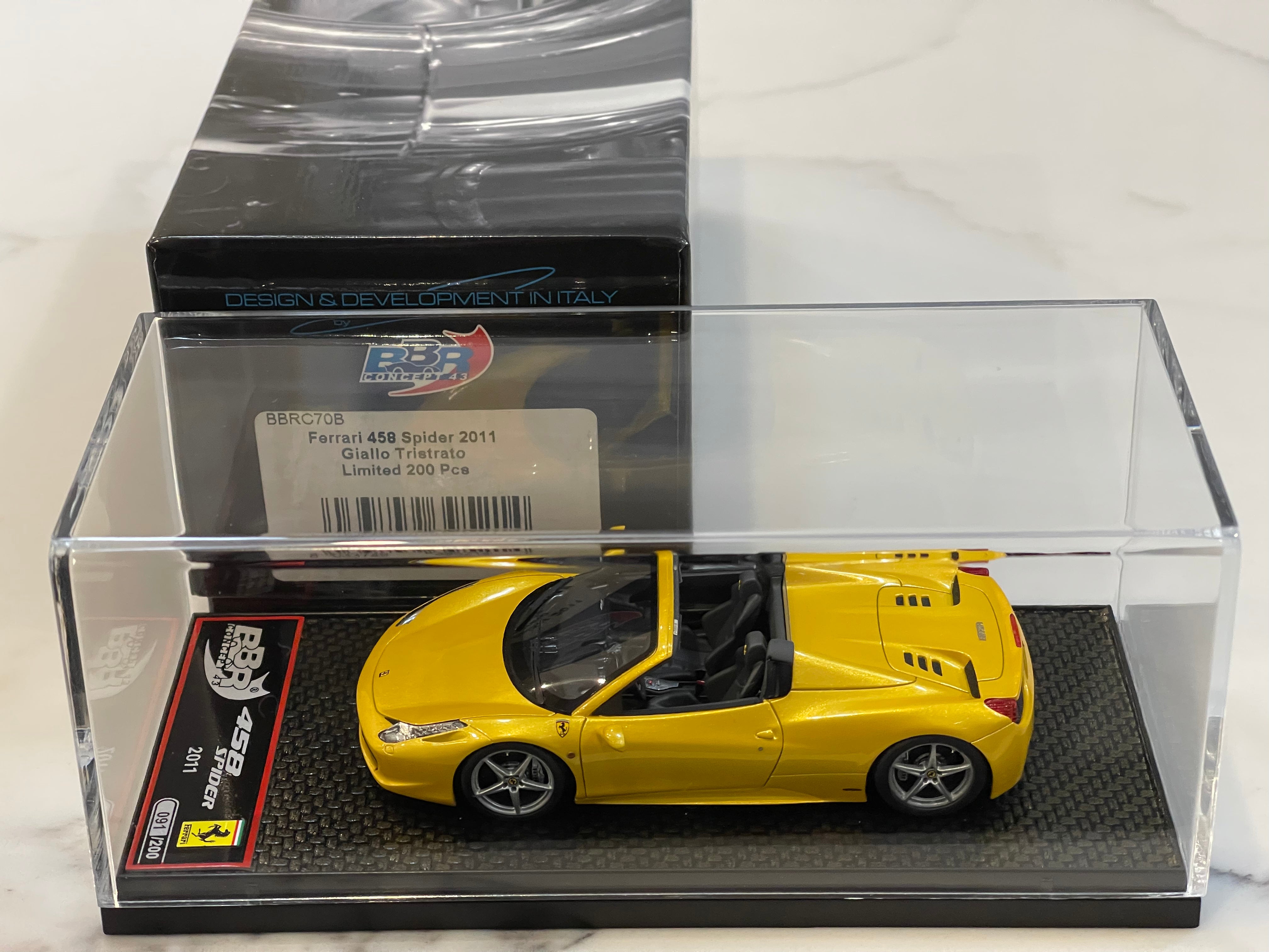 BBR 1/43 Ferrari 458 Italia Spider 2011 Giallo Tristrato BBRC70B 