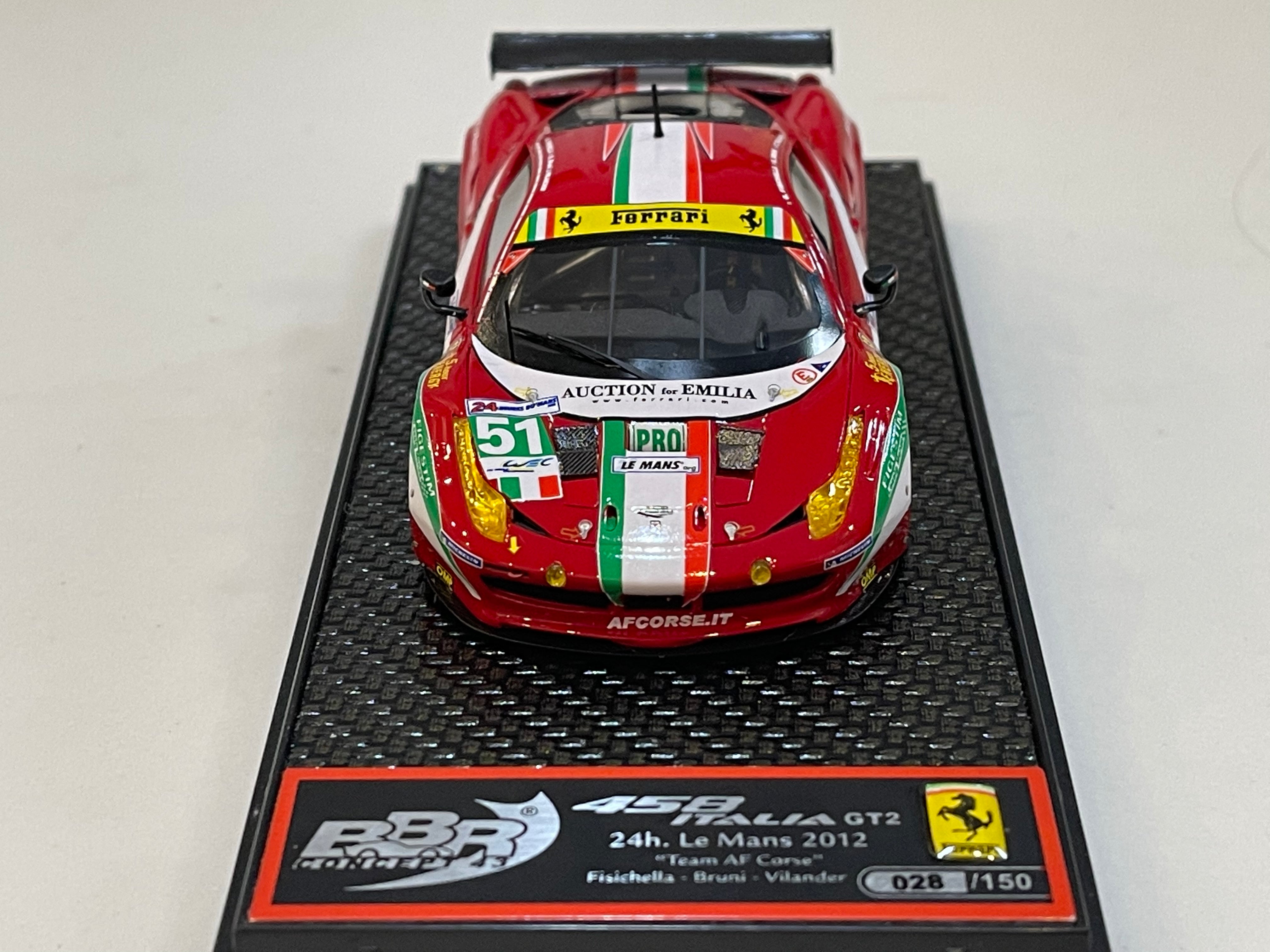 BBR 1/43 Ferrari 458 Italia GT2 GTE Pro 24 Hours Le Mans 2012 Red No. 51 BBRC93