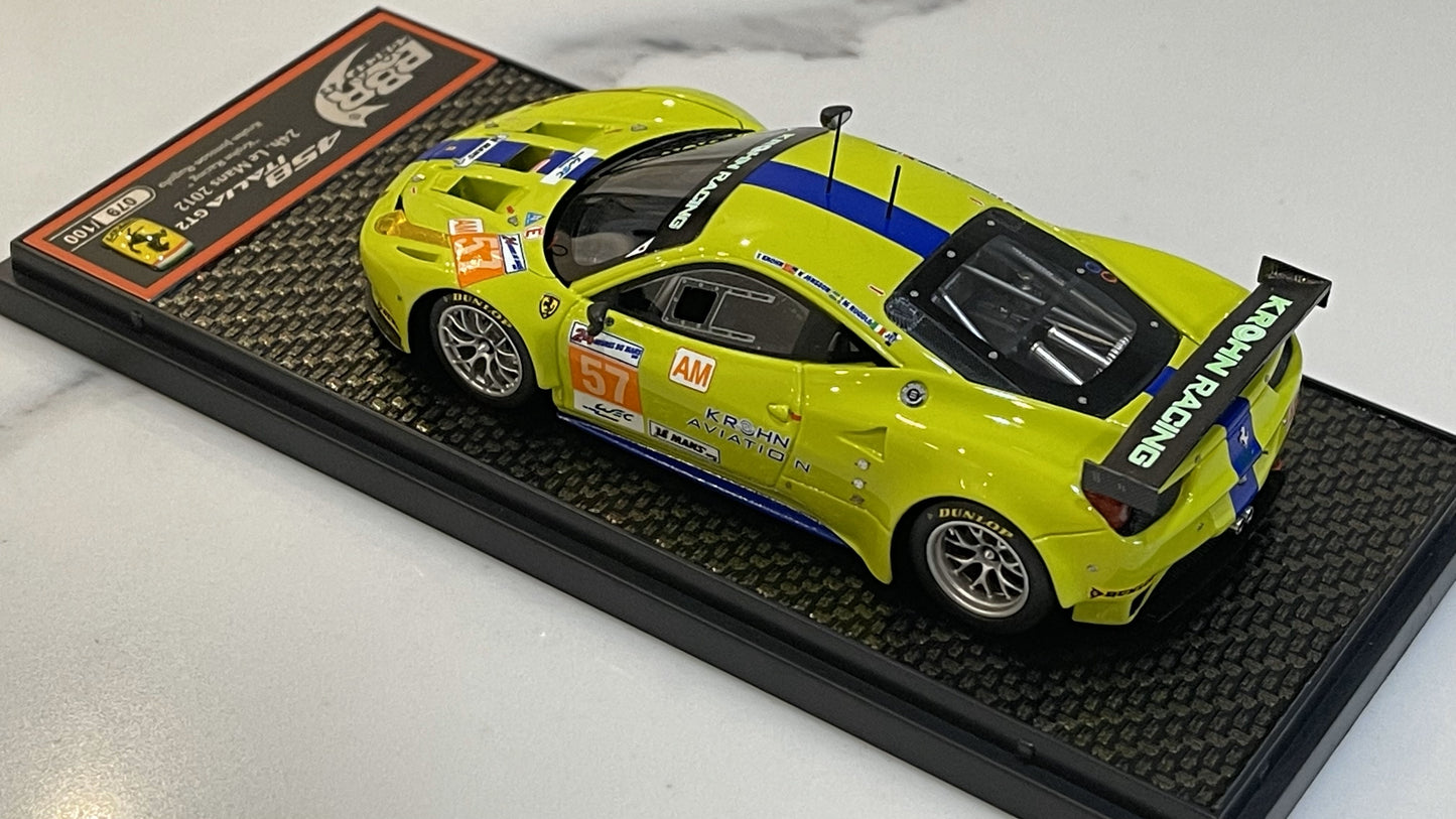 BBR 1/43 Ferrari 458 Italia GT2 GTE Am 24 Hours Le Mans 2012 Light Green No. 57 BBRC94