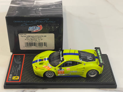 BBR 1/43 Ferrari 458 Italia GT2 GTE Am 24 Hours Le Mans 2012 Light Green No. 57 BBRC94