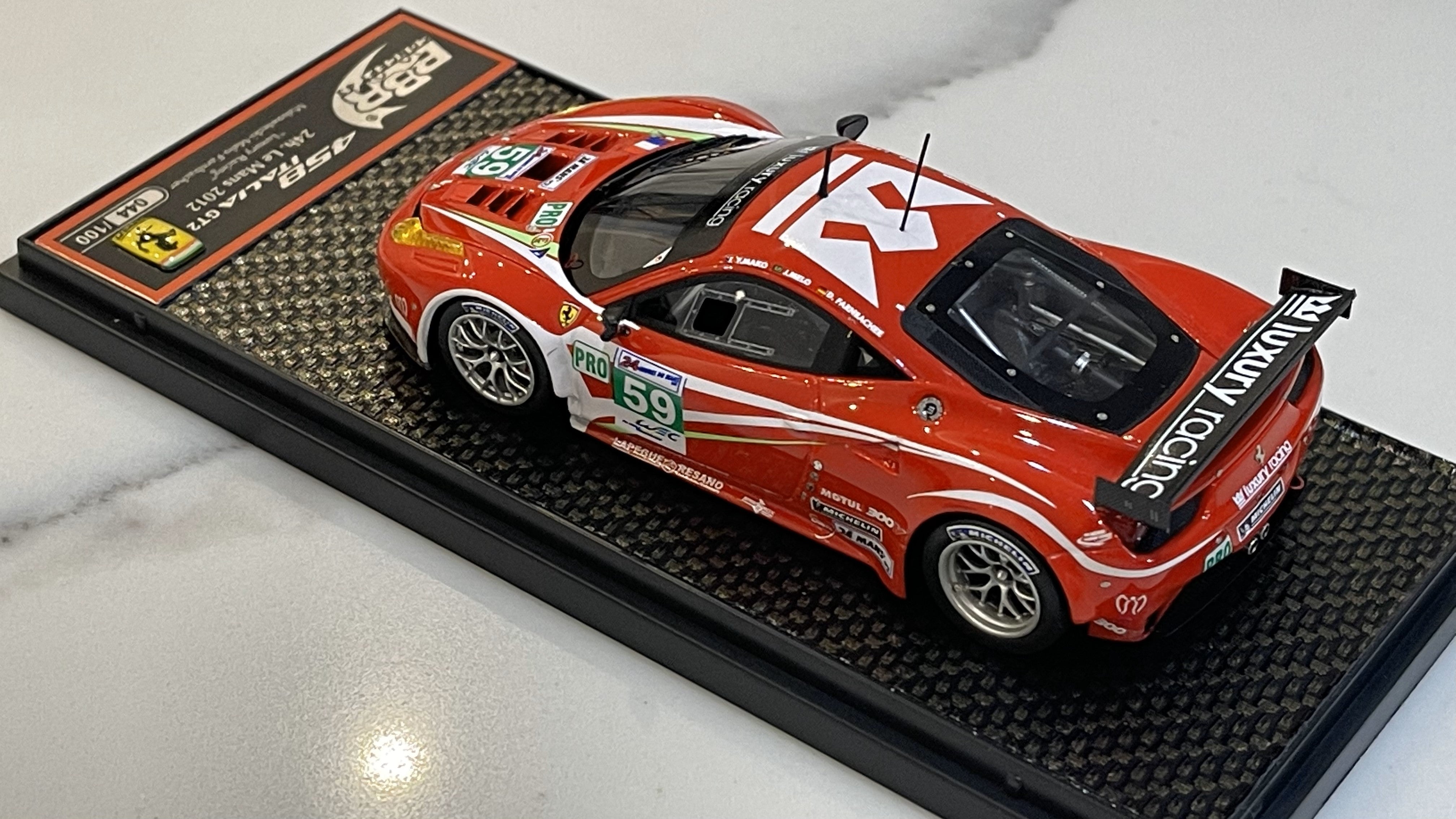 BBR 1/43 Ferrari 458 Italia GT2 GTE Pro 24 Hours Le Mans 2012 Red No. 59 BBRC96