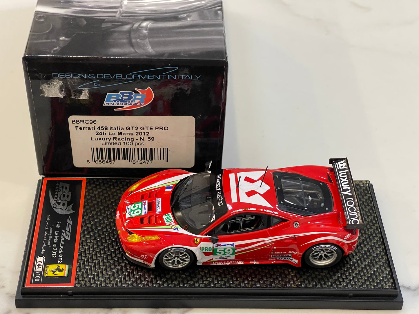 BBR 1/43 Ferrari 458 Italia GT2 GTE Pro 24 Hours Le Mans 2012 Red No. 59 BBRC96