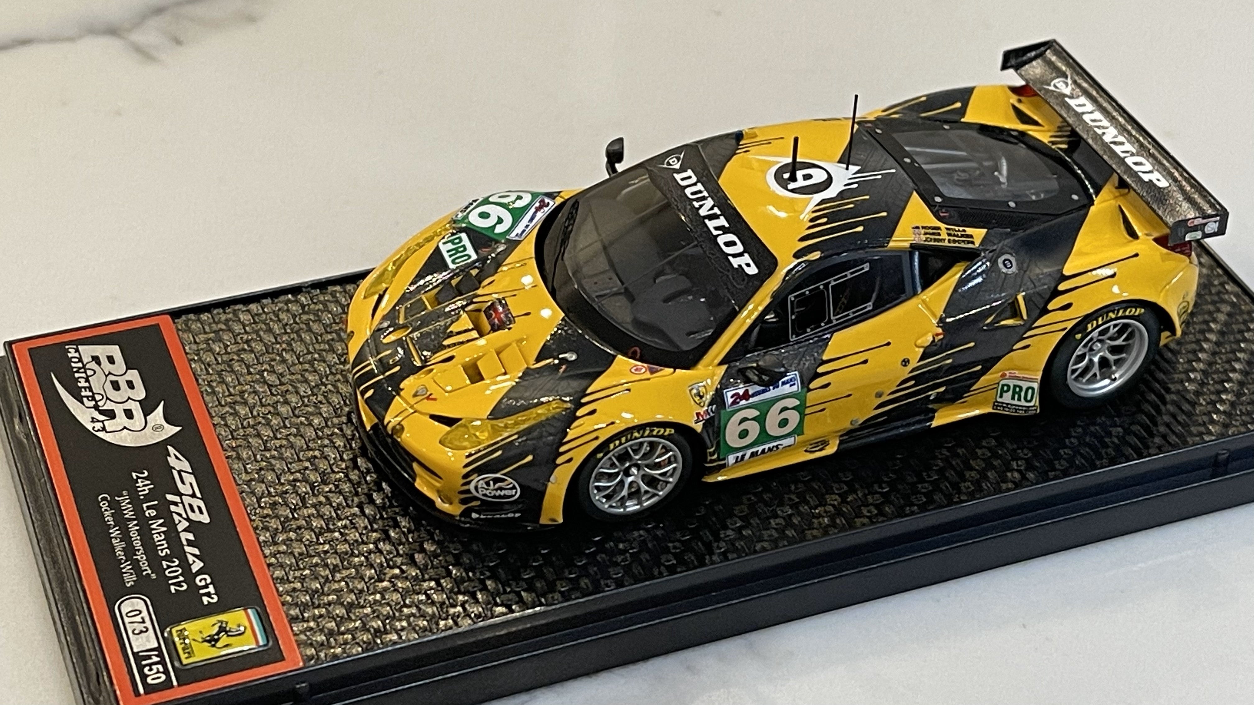 BBR 1/43 Ferrari 458 Italia GT2 GTE Pro 24 Hours Le Mans 2012 Yellow No. 66 BBRC98