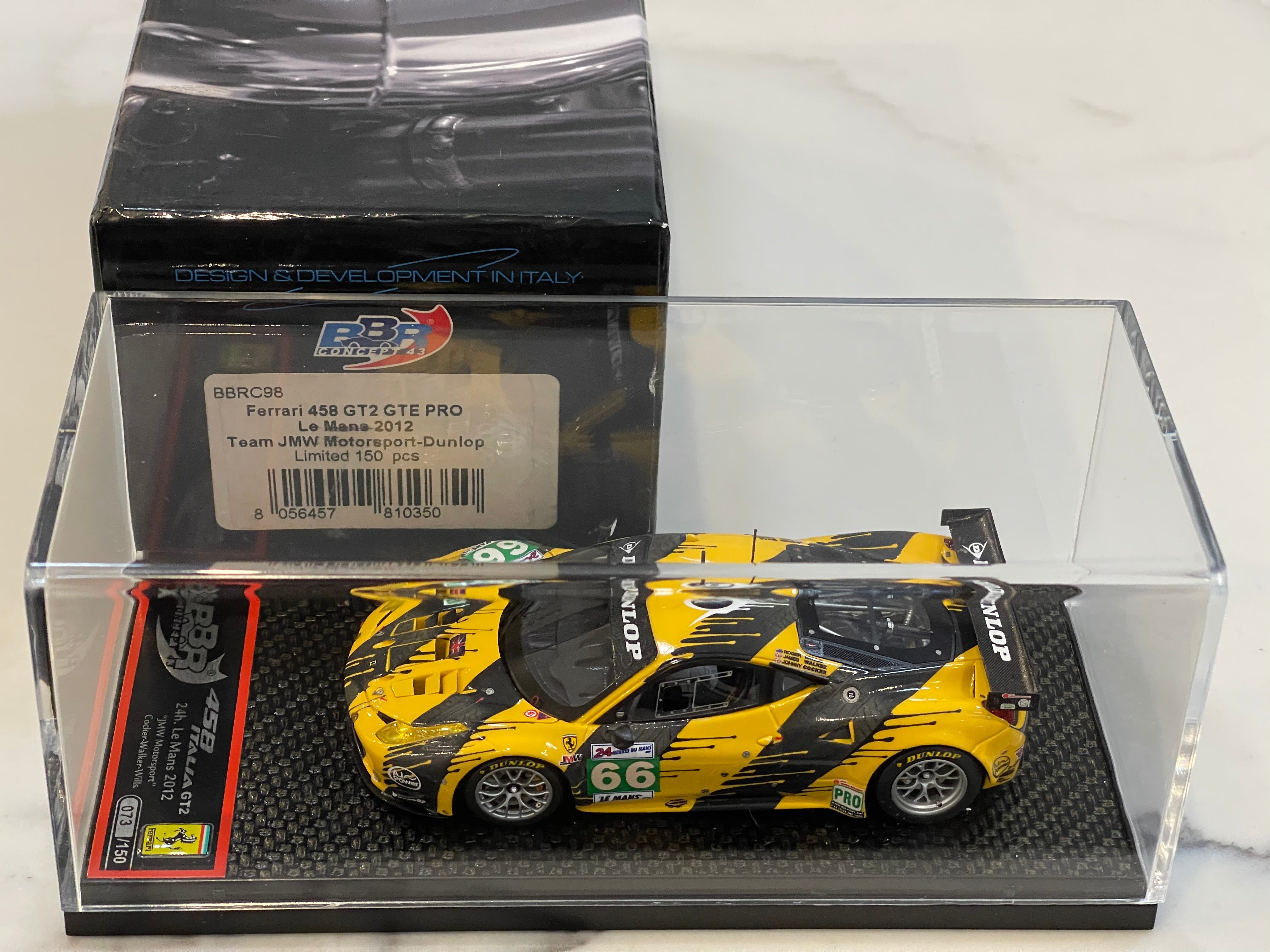 BBR 1/43 Ferrari 458 Italia GT2 GTE Pro 24 Hours Le Mans 2012 Yellow No. 66 BBRC98