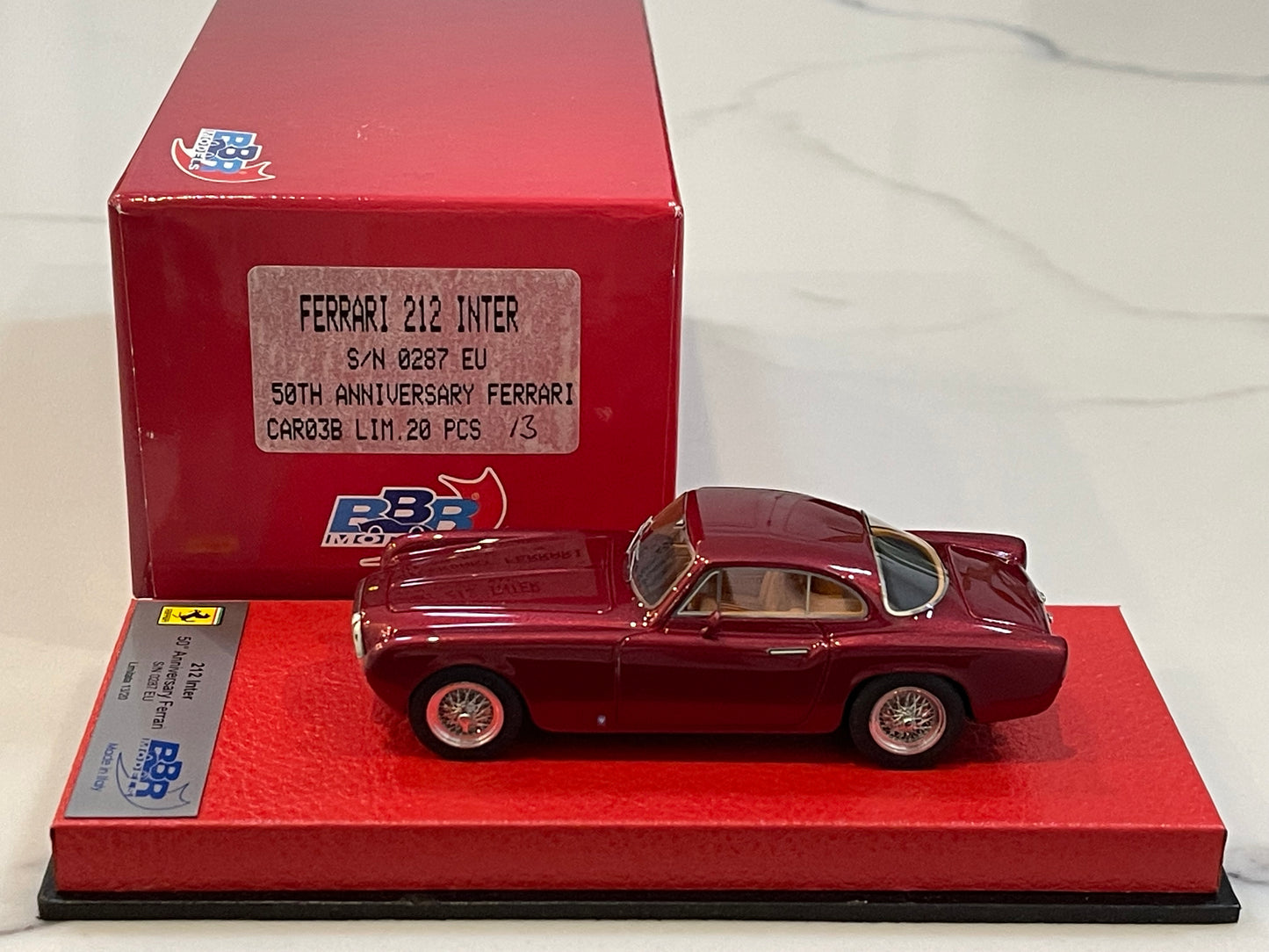 BBR 1/43 Ferrari 212 Inter Vignale Coupe 0287EU 1953 Dark Red BBRCAR03B
