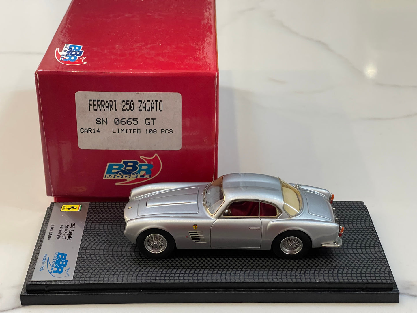 BBR 1/43 Ferrari 250 GT Zagato 0665GT 1957 Silver CAR14