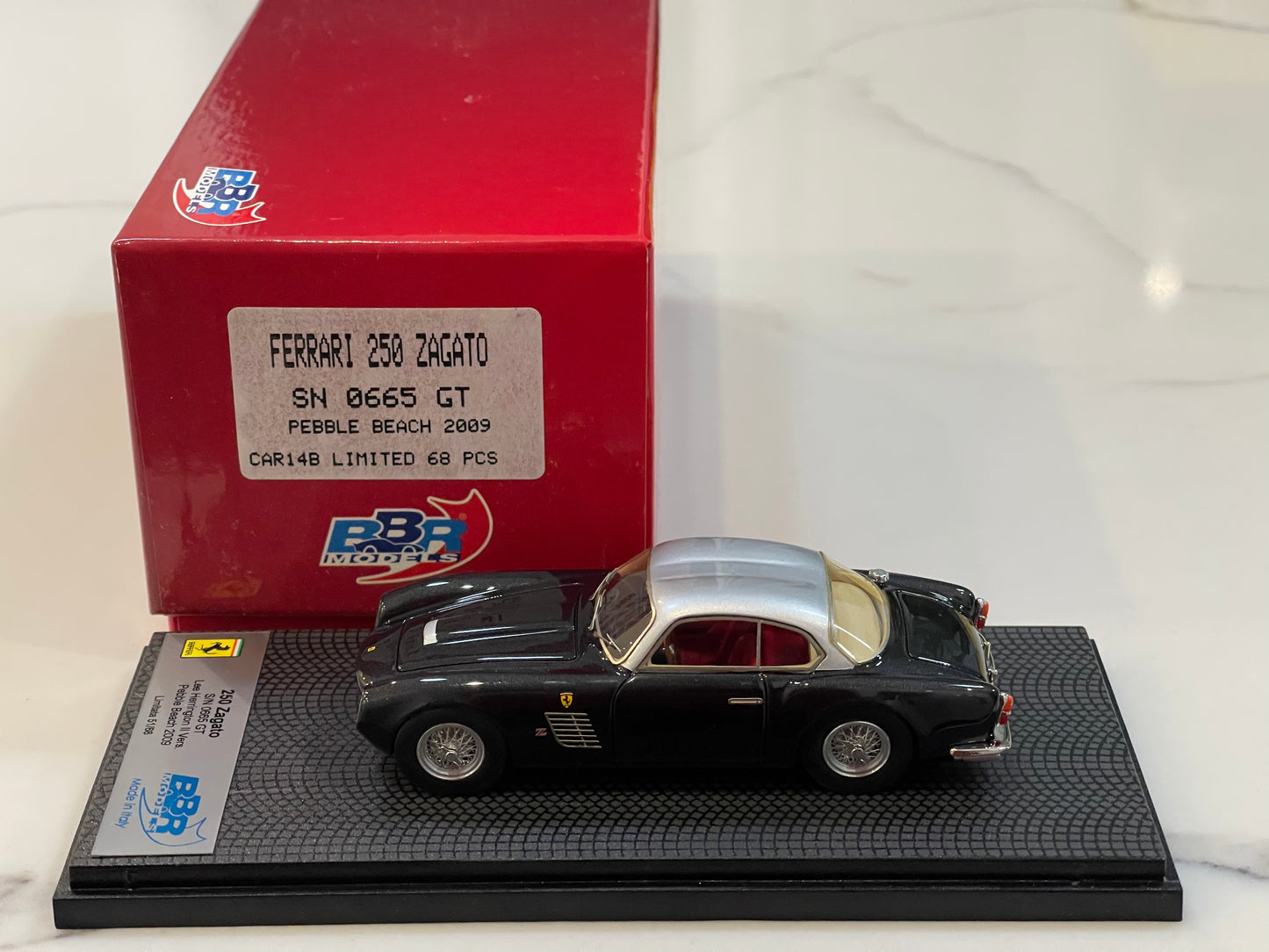 BBR 1/43 Ferrari 250 GT Zagato 0665GT 1957 Black/Silver CAR14B