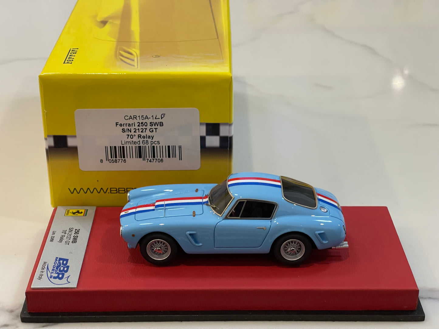 BBR 1/43 Ferrari 250 GT SWB 2127GT 1960 Sky Blue CAR15A1LB